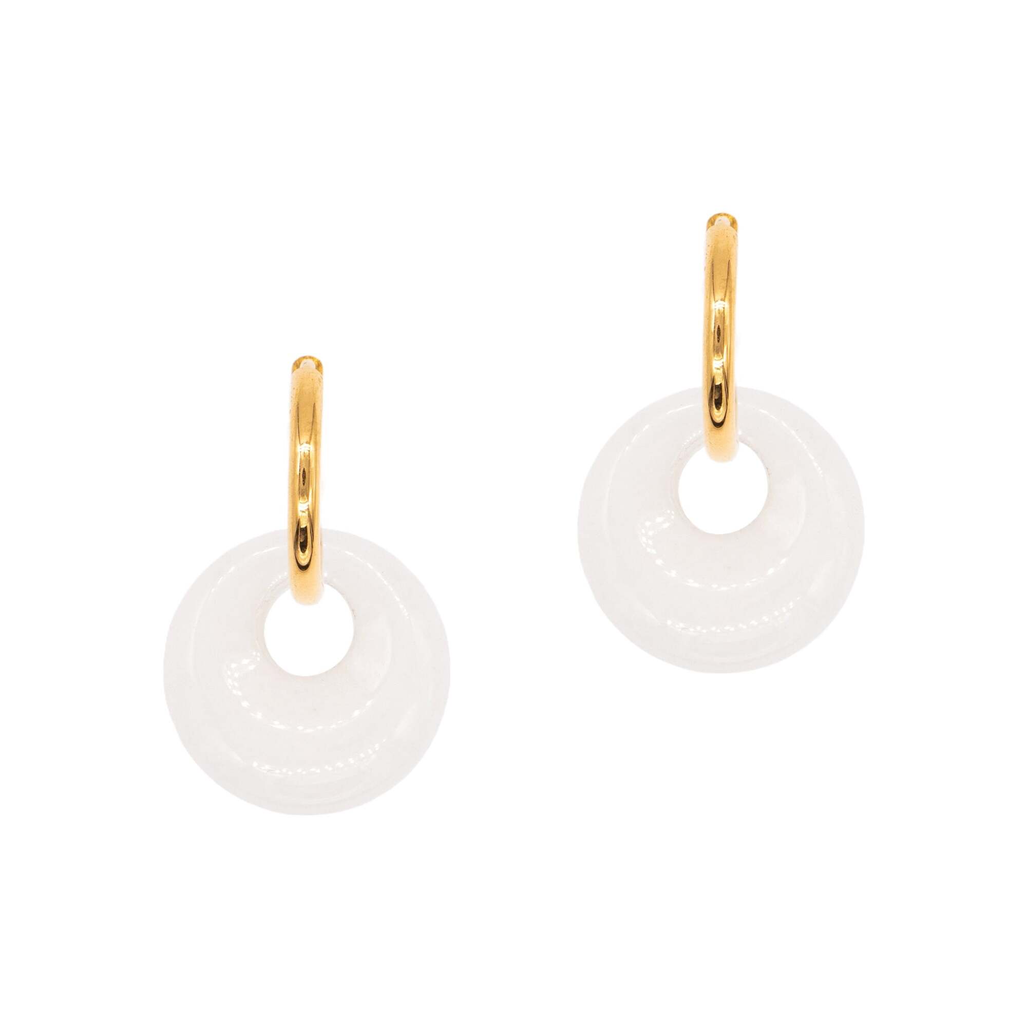 Boucles D oreilles Blima En Pierres Jade Blanc Montres Bijoux 