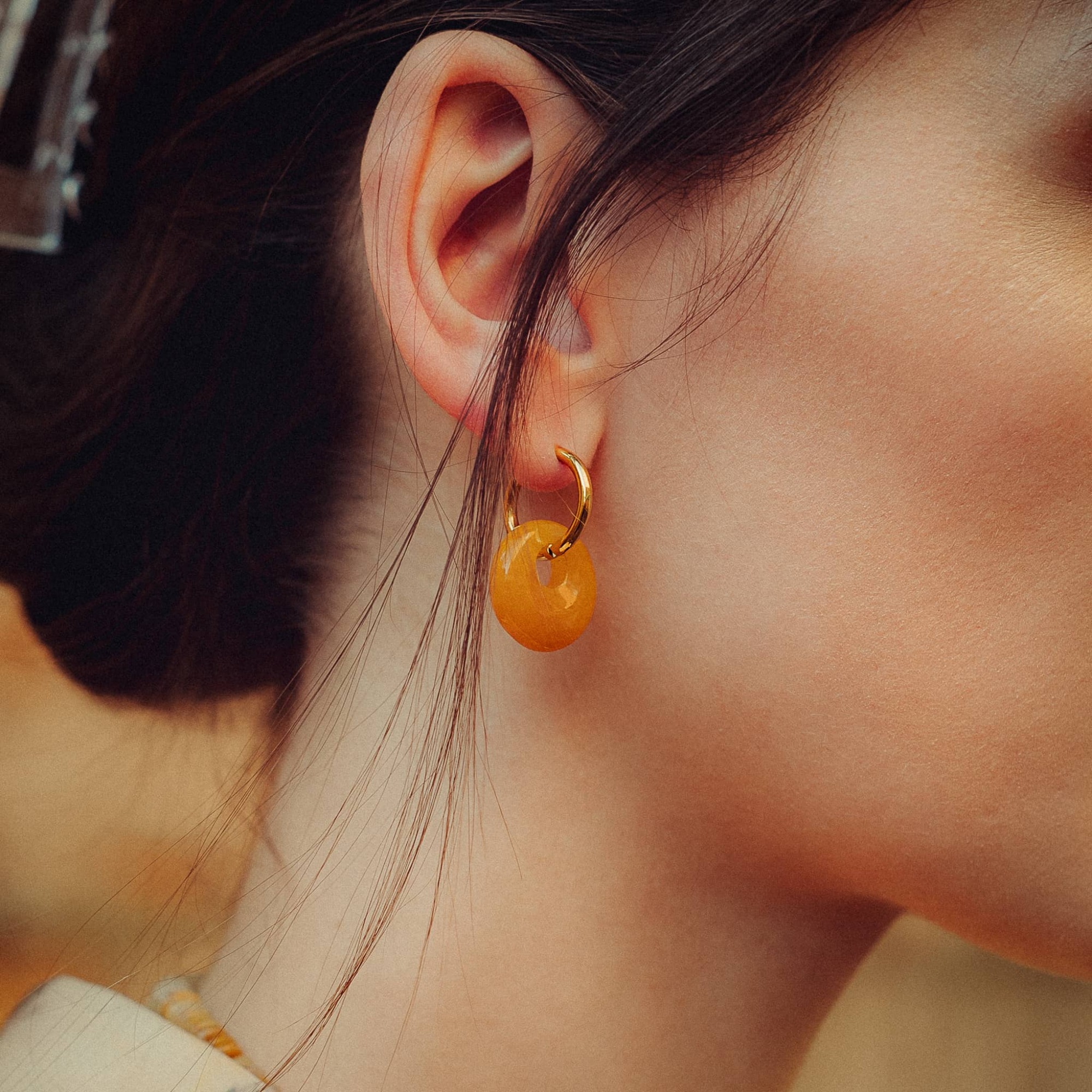 Boucles d'oreilles Blima en pierres Jade jaune