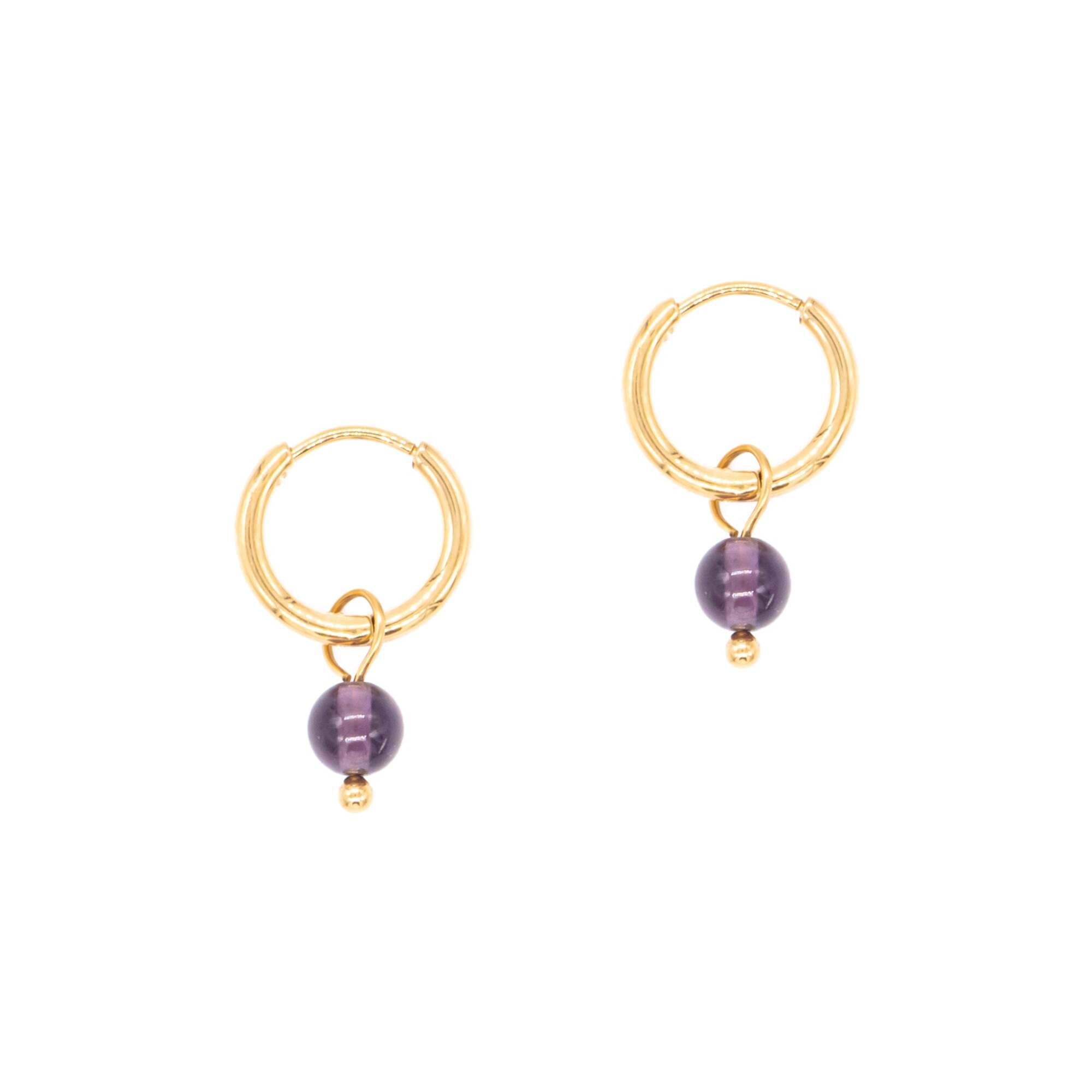 Boucles d'oreilles créoles Serena en pierres Améthyste