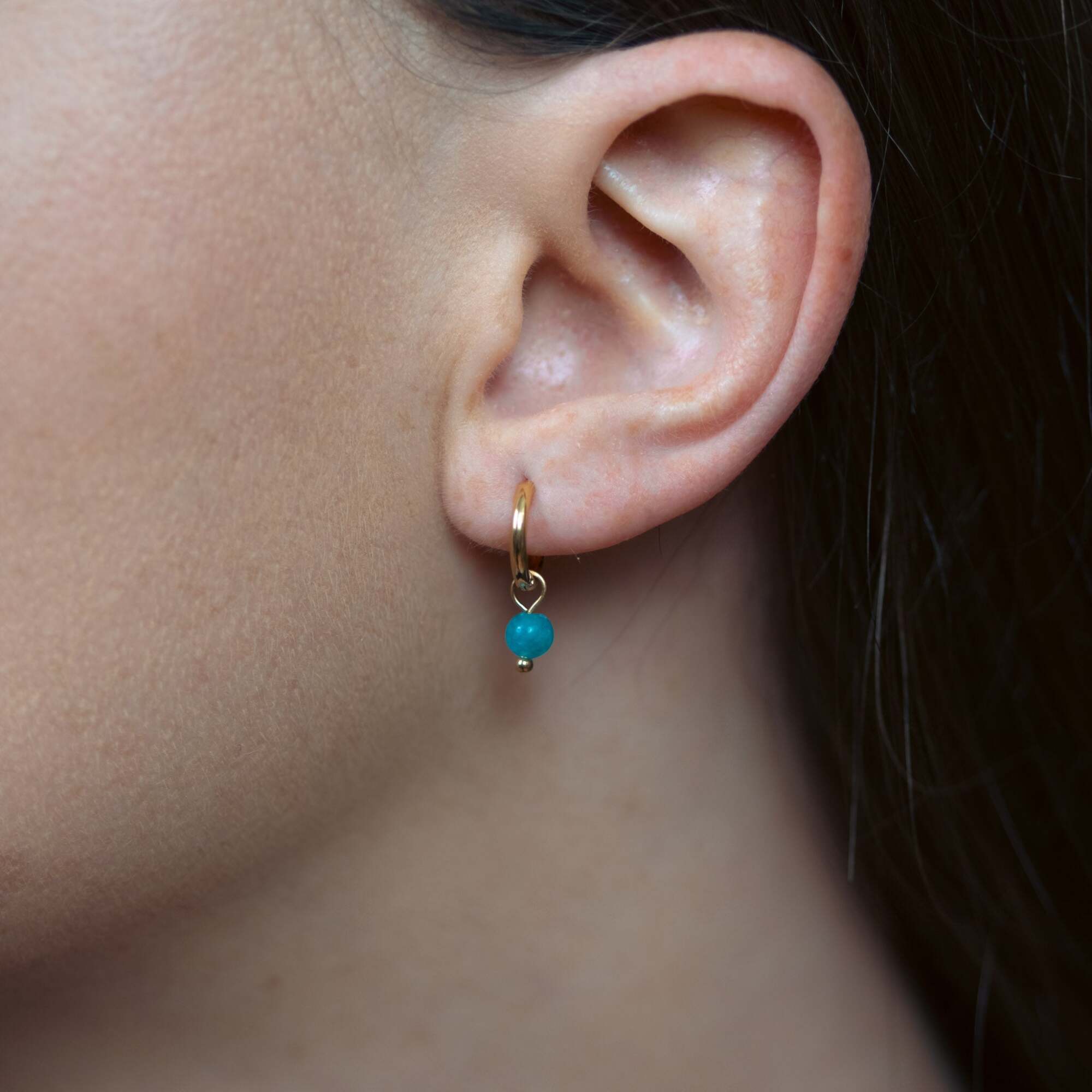 Boucles d'oreilles créoles Serena en pierres Apatite