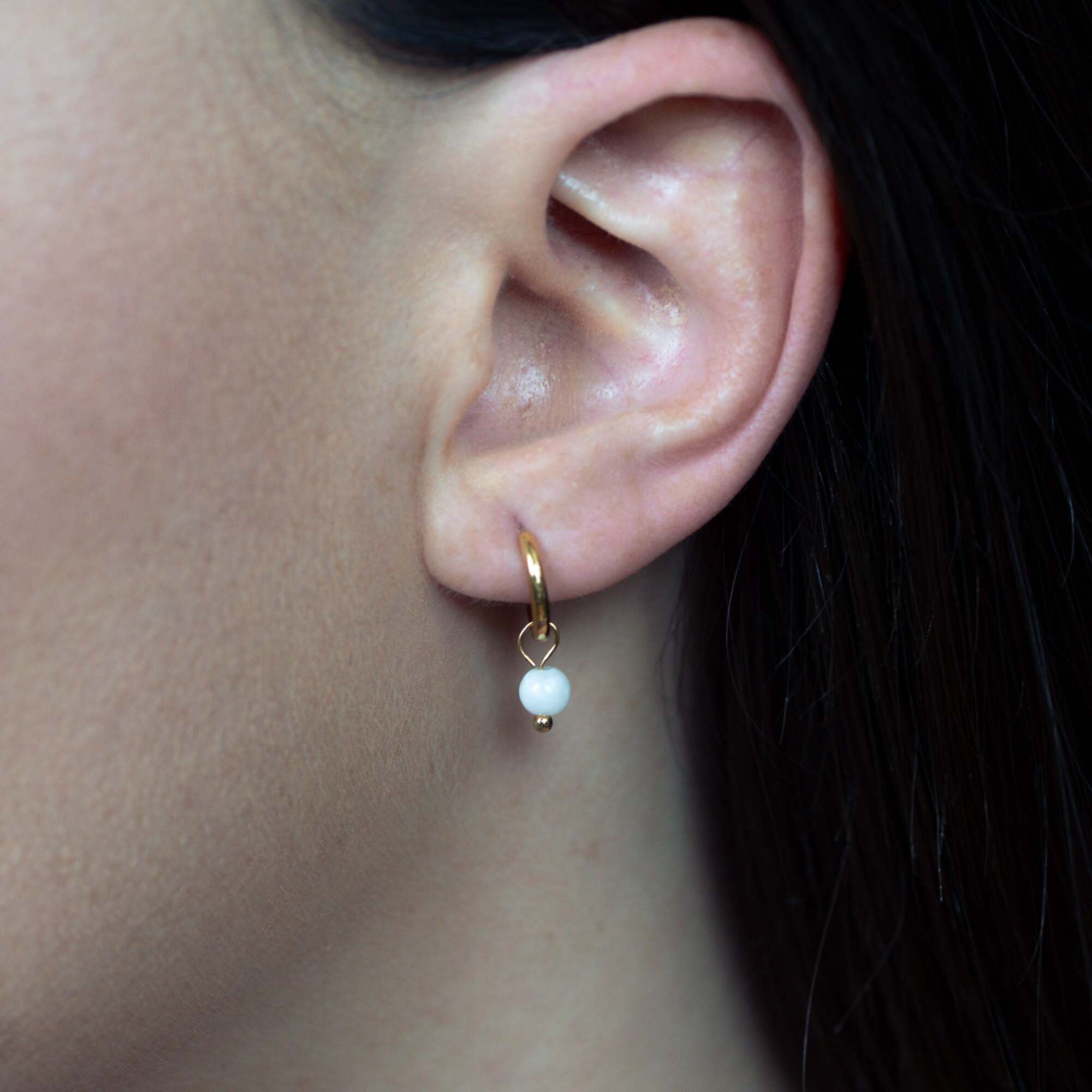 Boucles d'oreilles créoles Serena en Pierres de Lune