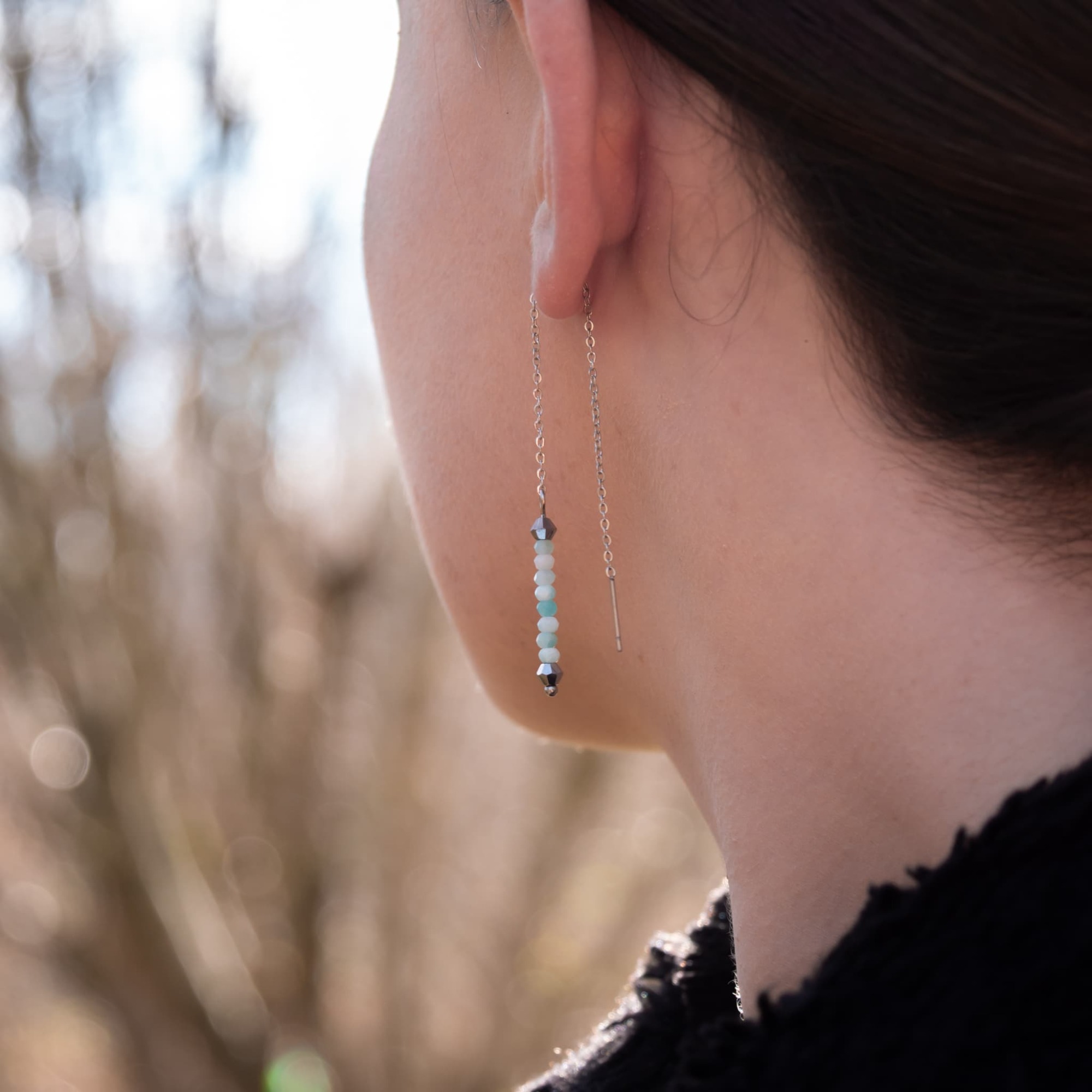 Collier, bracelet et boucles d'oreilles Lumia en pierres Amazonite