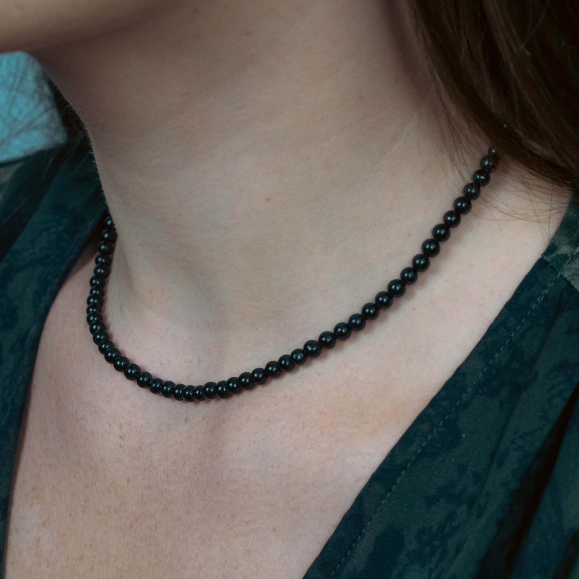 Collier, bracelet et boucles d'oreilles Serena en pierres Obsidienne