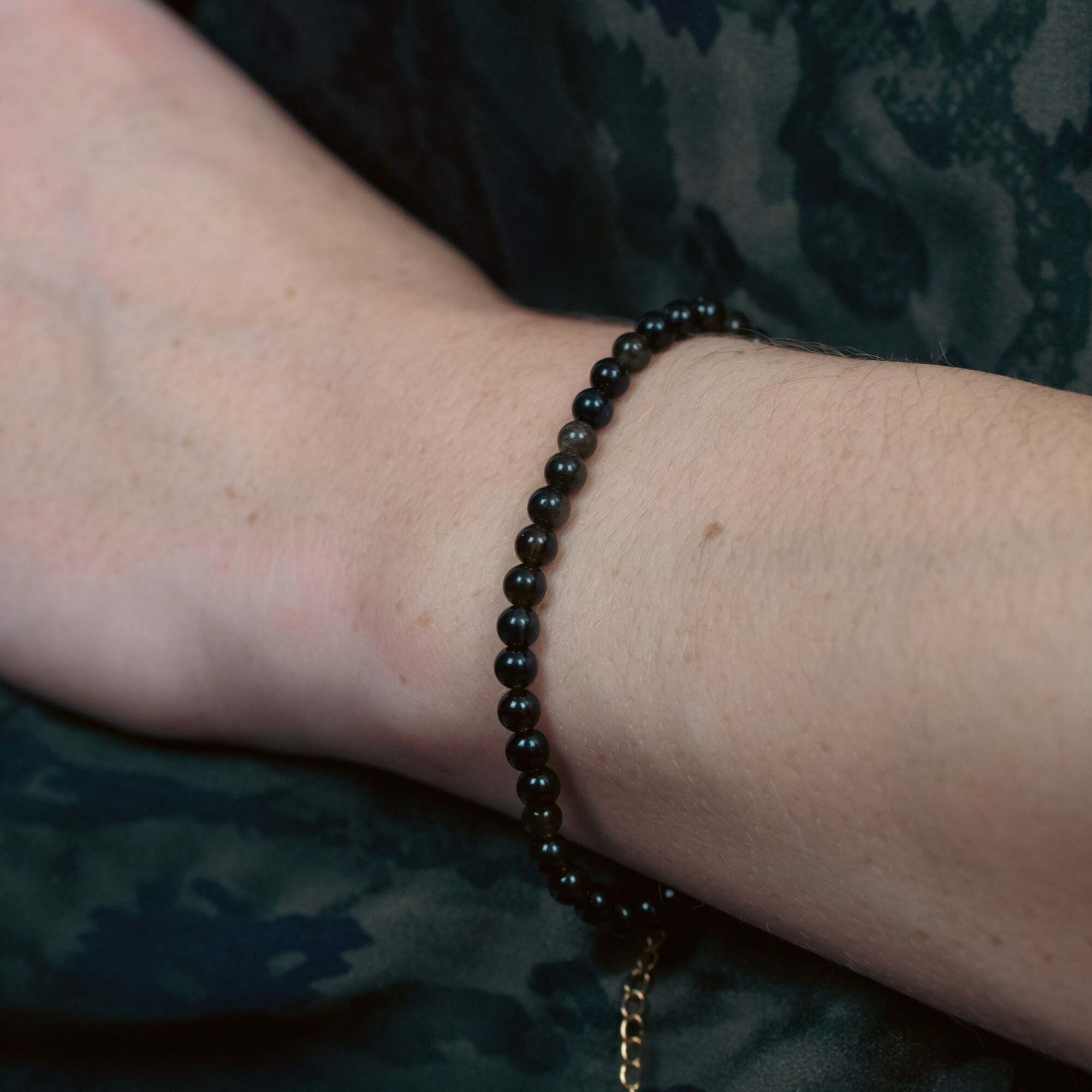 Collier, bracelet et boucles d'oreilles Serena en pierres Obsidienne