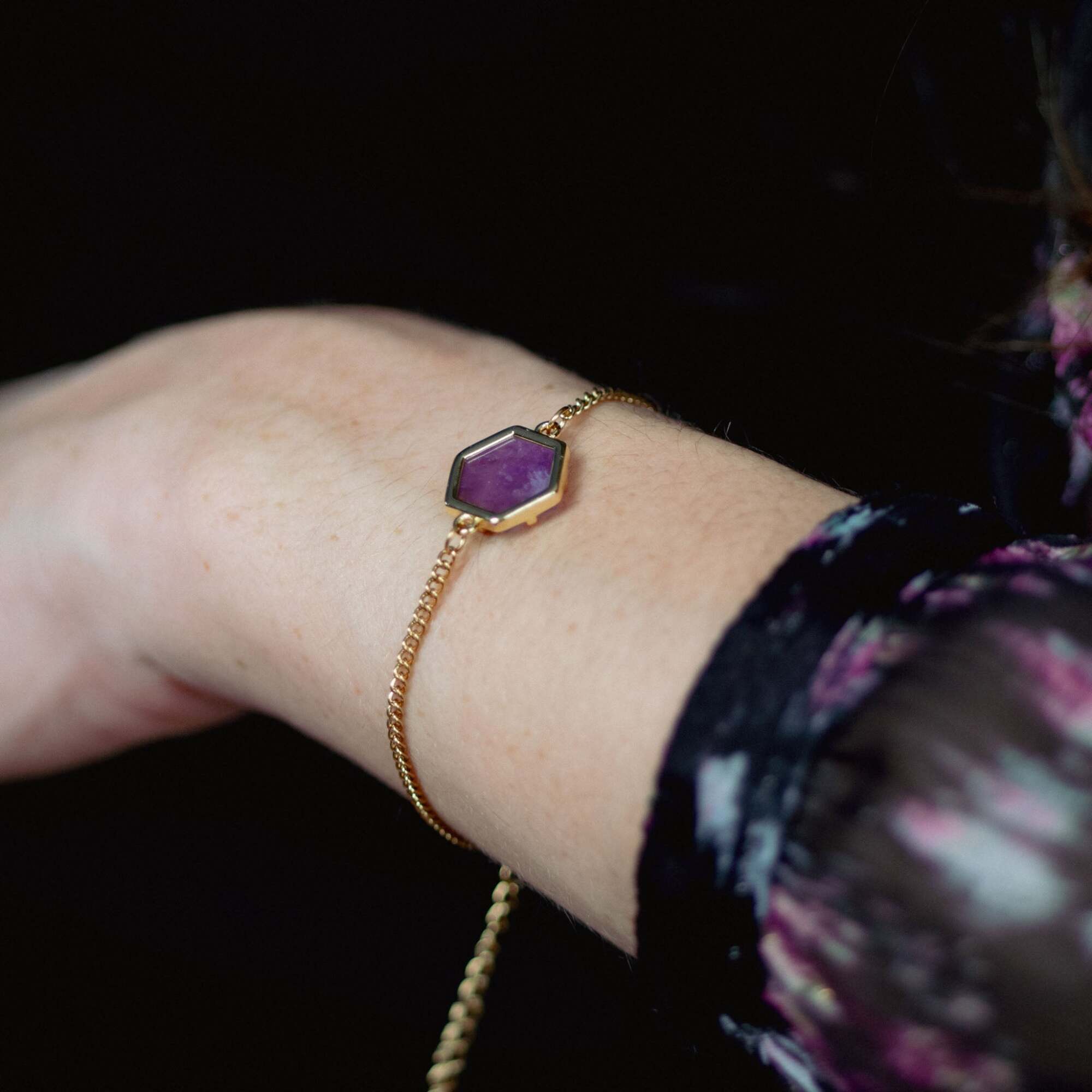 Collier et bracelet Hexalia en pierres Améthyste