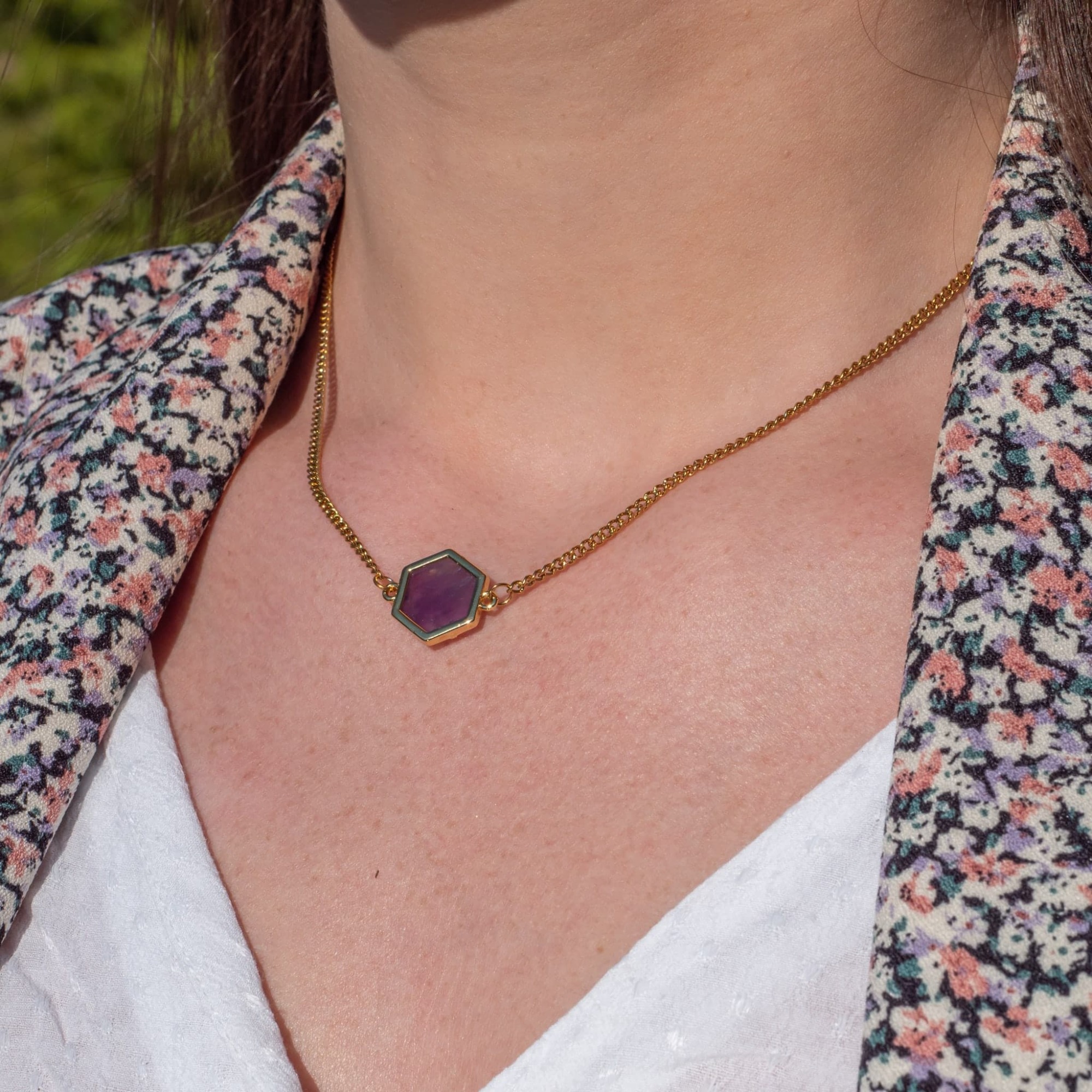 Collier et bracelet Hexalia en pierres Améthyste