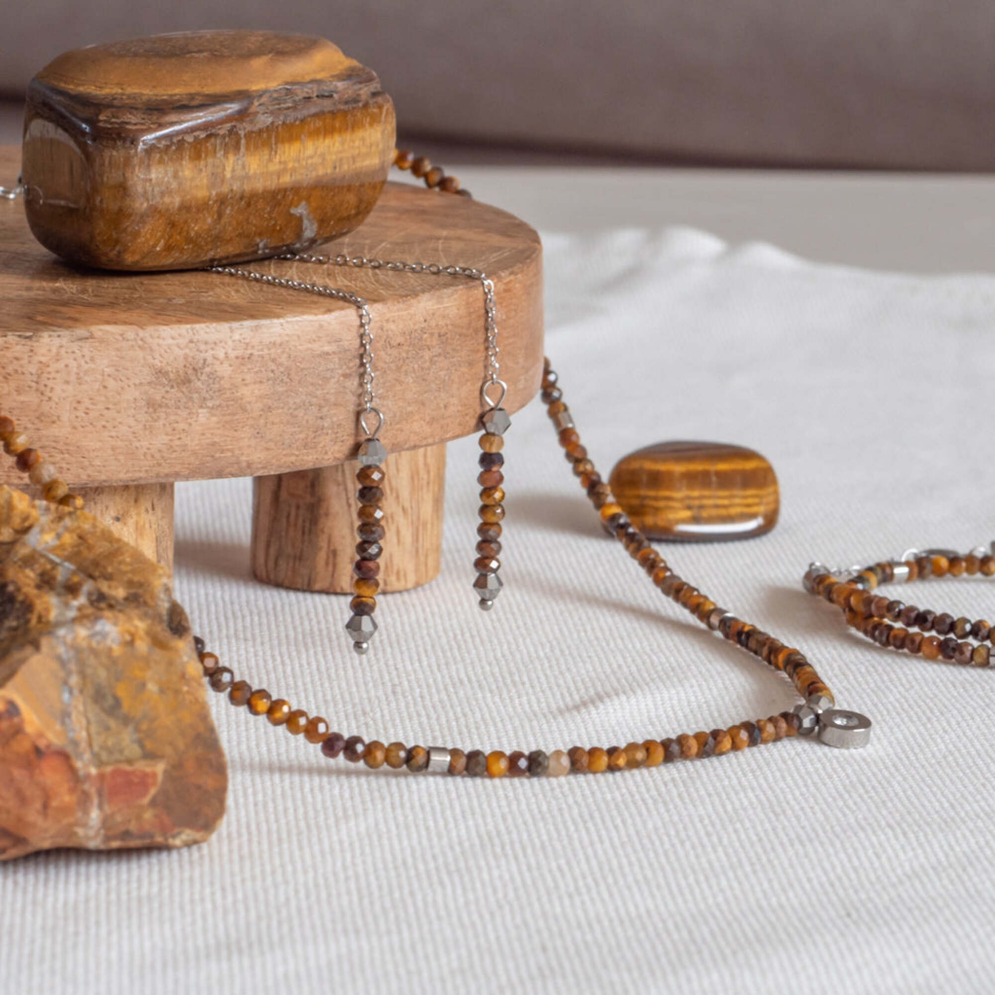 Collier Lumia en pierres Oeil de Tigre