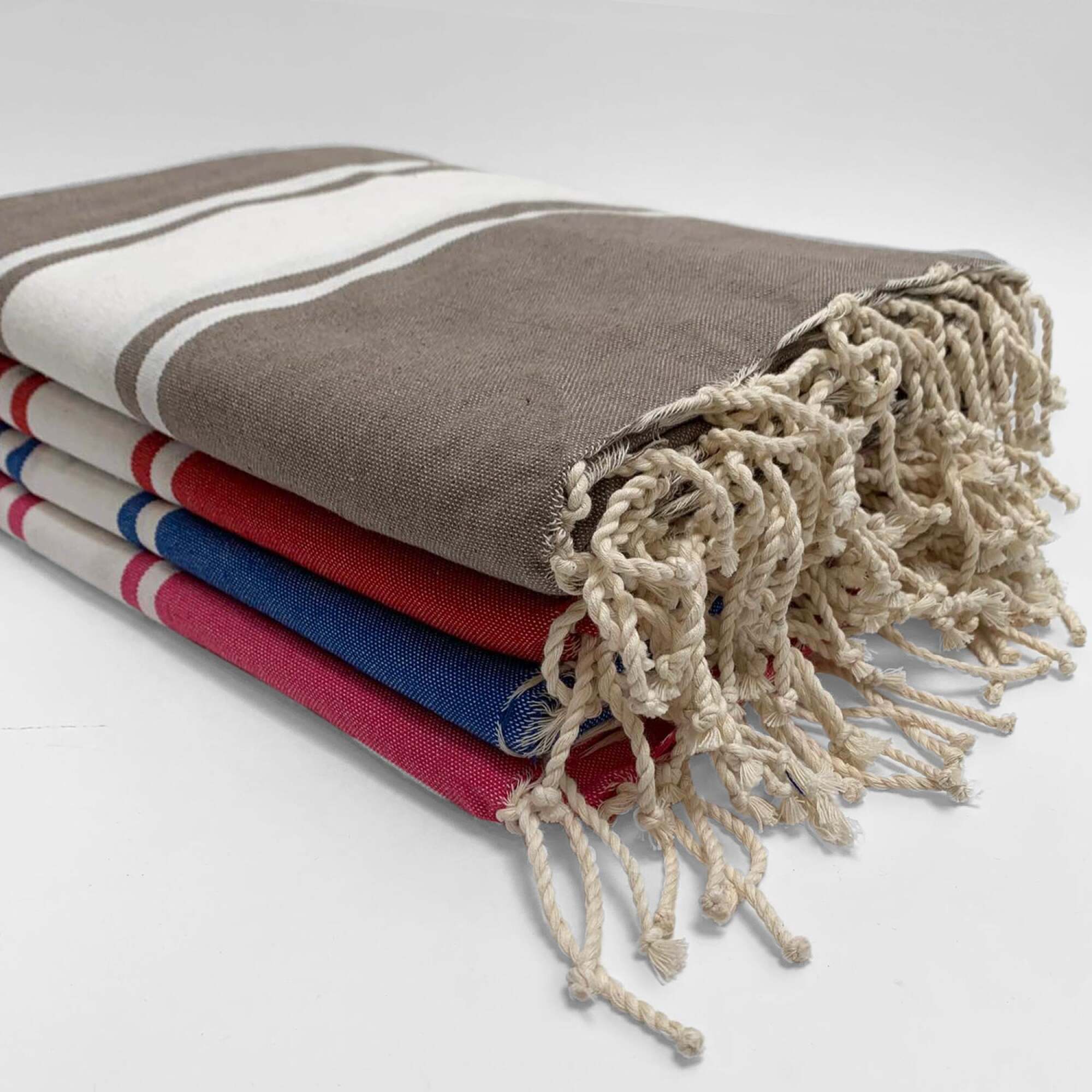 Fouta traditionnelle Kozo Taupe 100x200 190g/m²