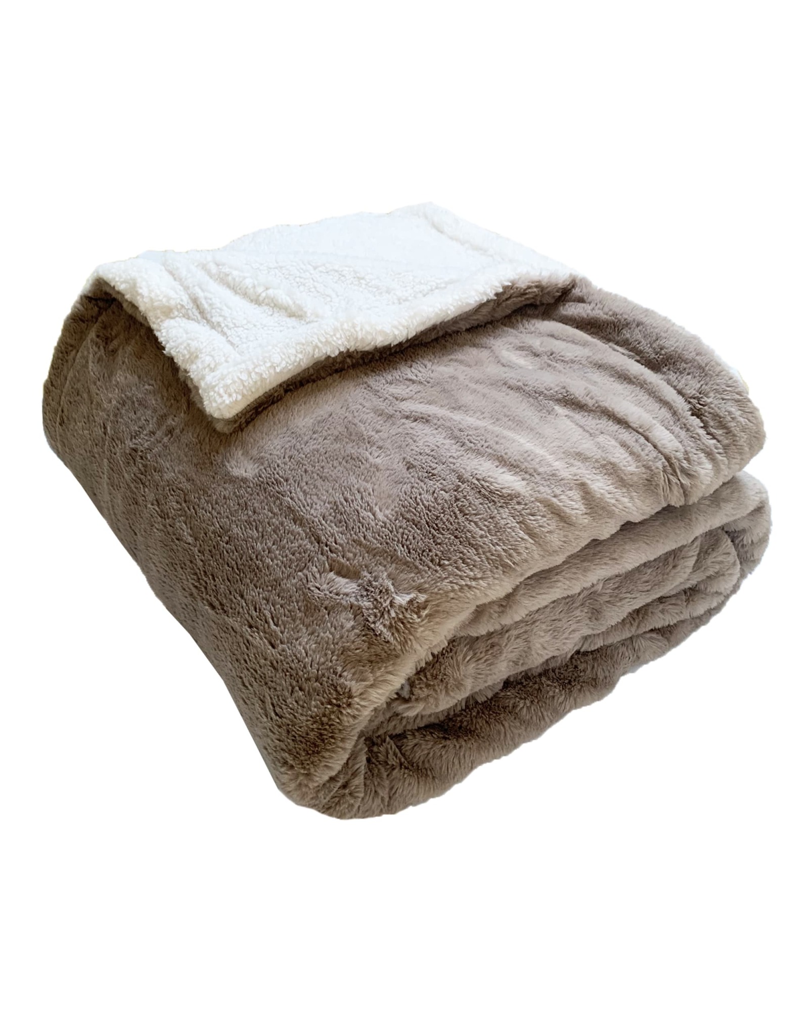 Plaid couverture polaire XL imitation "Lapin" 220 x 240 Beige