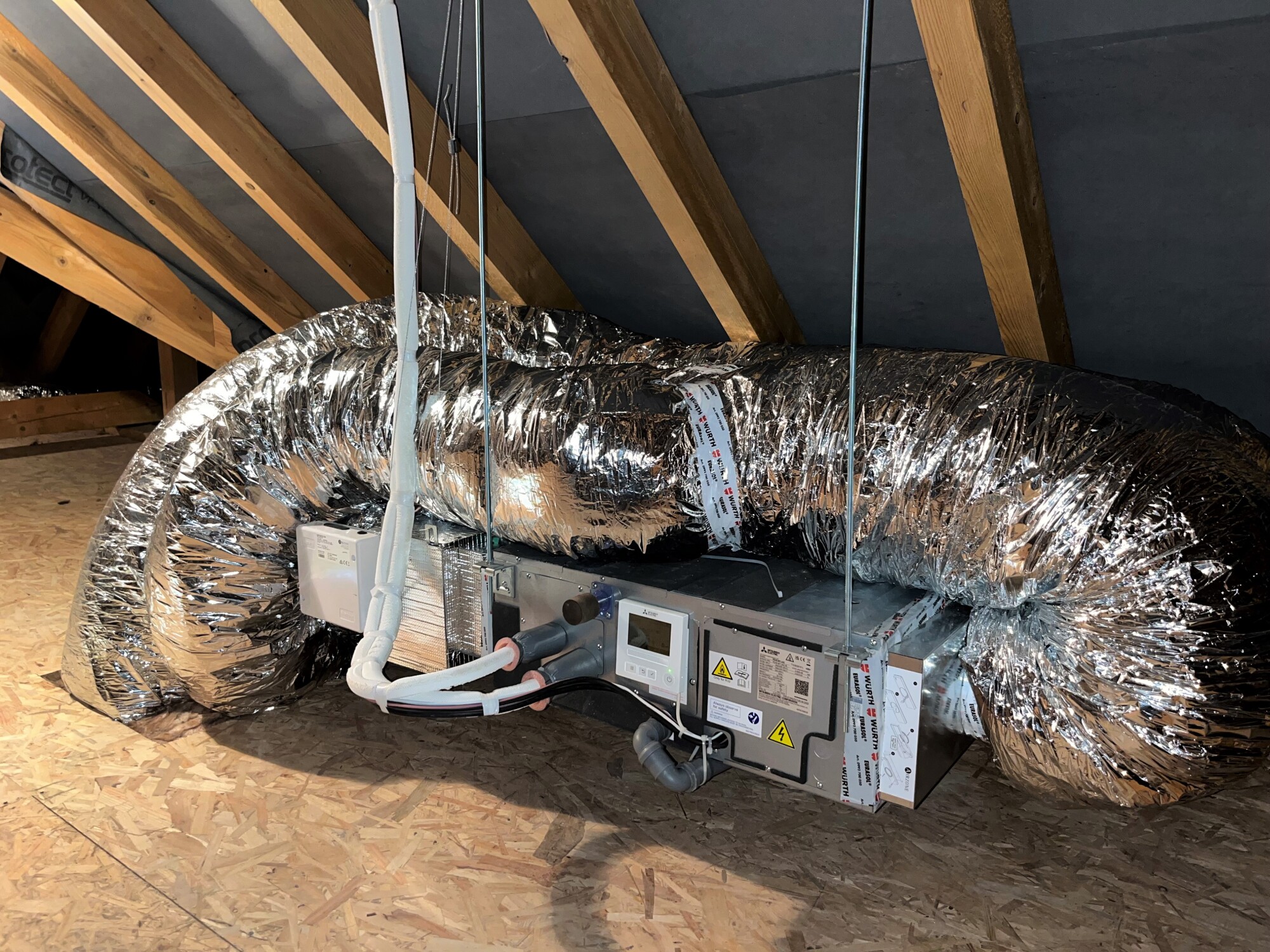 Installation PAC air-air en gainable MITSUBISHI avec Airzone pilotage pièce par pièce à Plobsheim