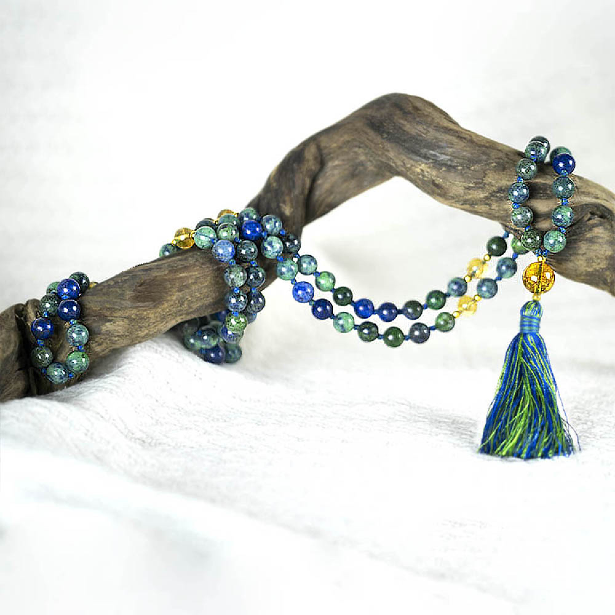 Collier Mala Chrysocolle Citrine 8 mm