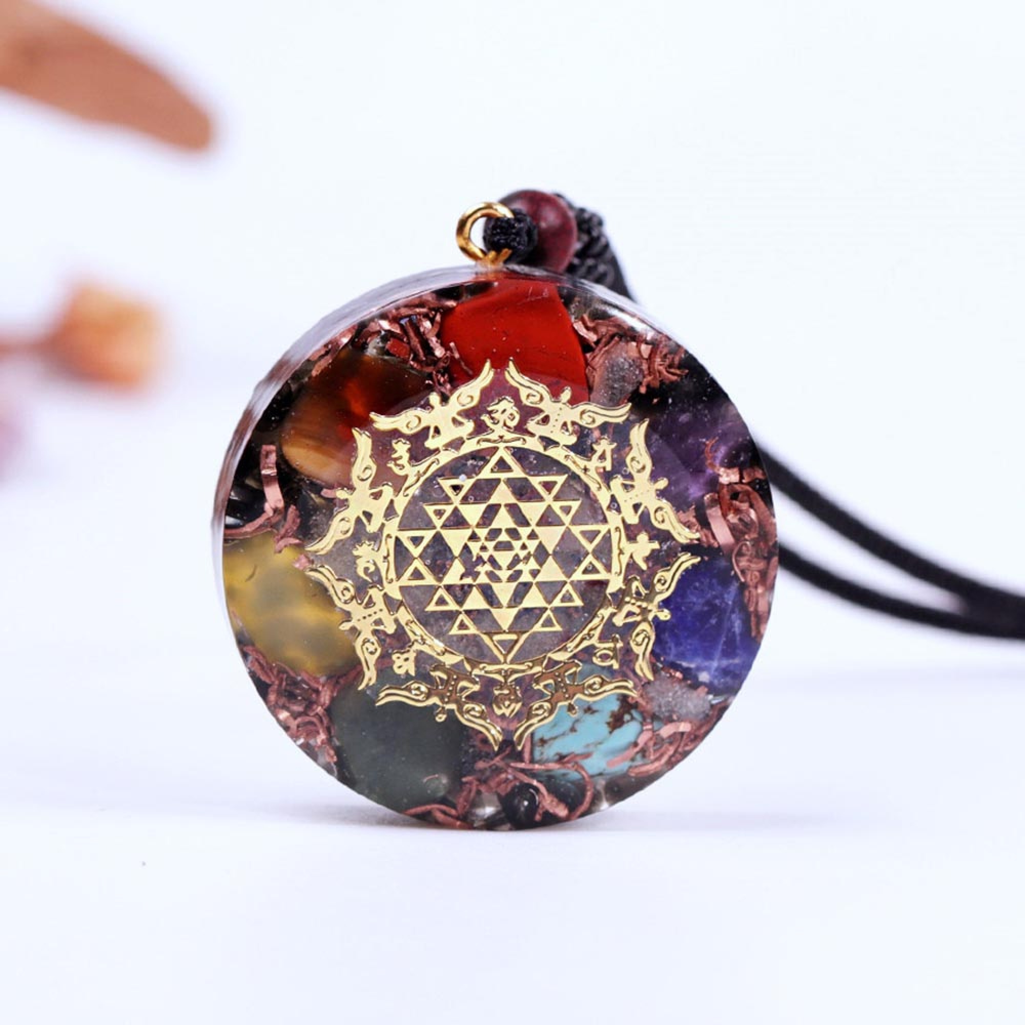 Orgonite méditation 7 chakras Obsidienne
