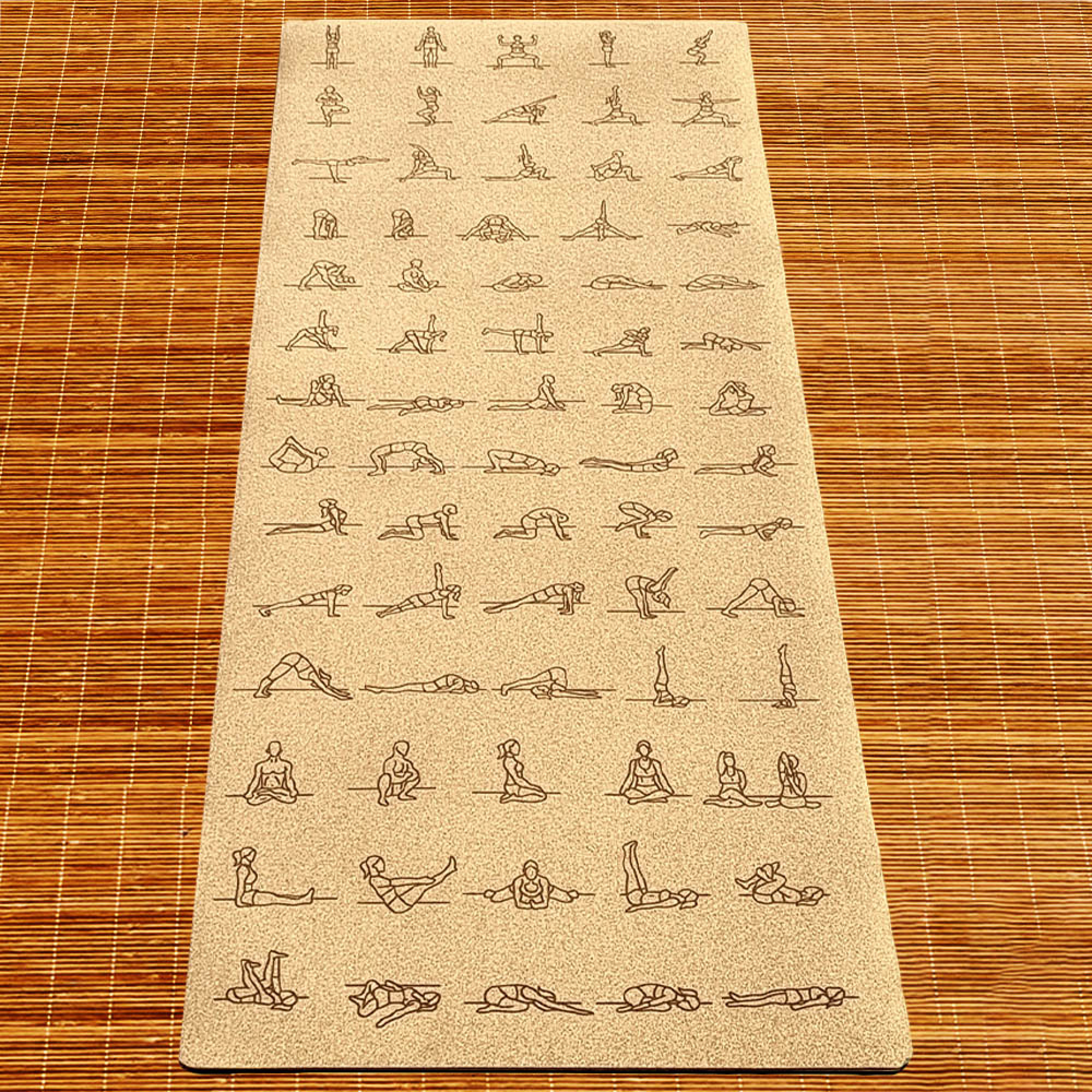 Tapis de yoga liège 6mm Asanas +Sac yoga
