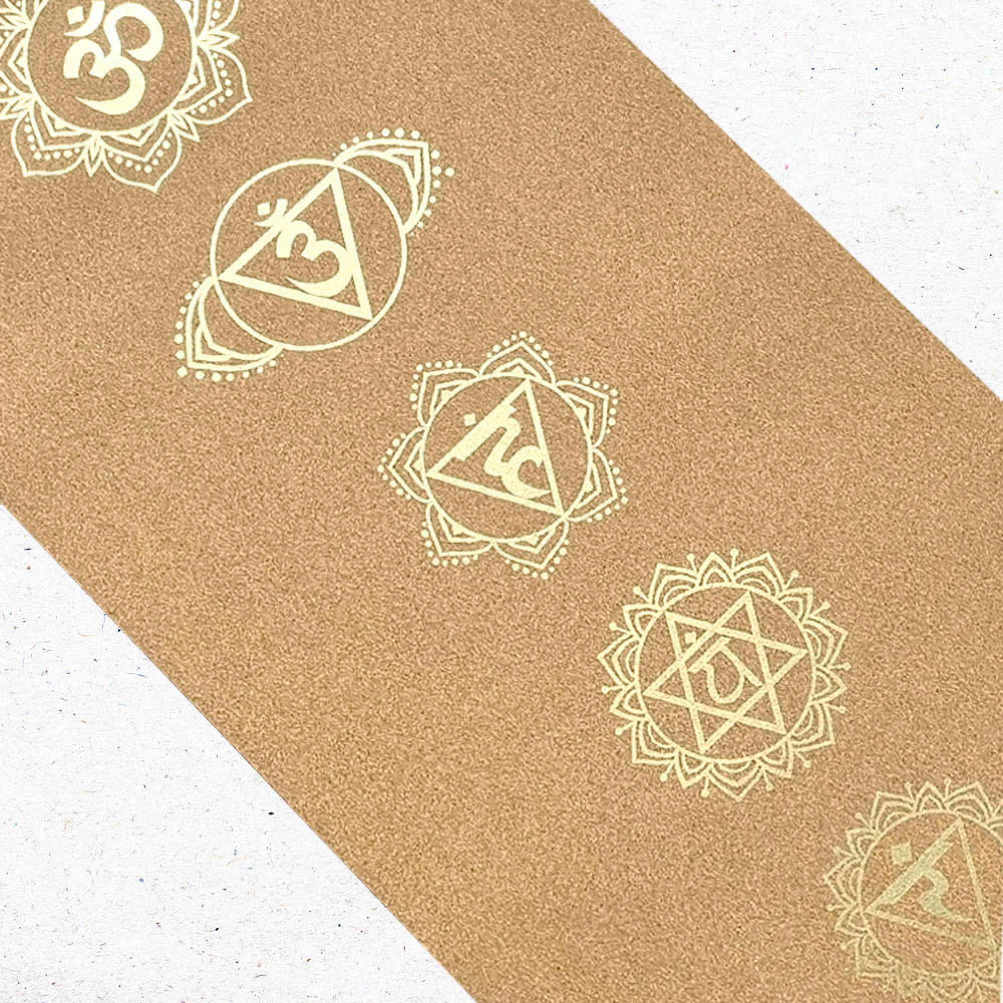 Tapis yoga liège 7 chakras Or +Sac yoga
