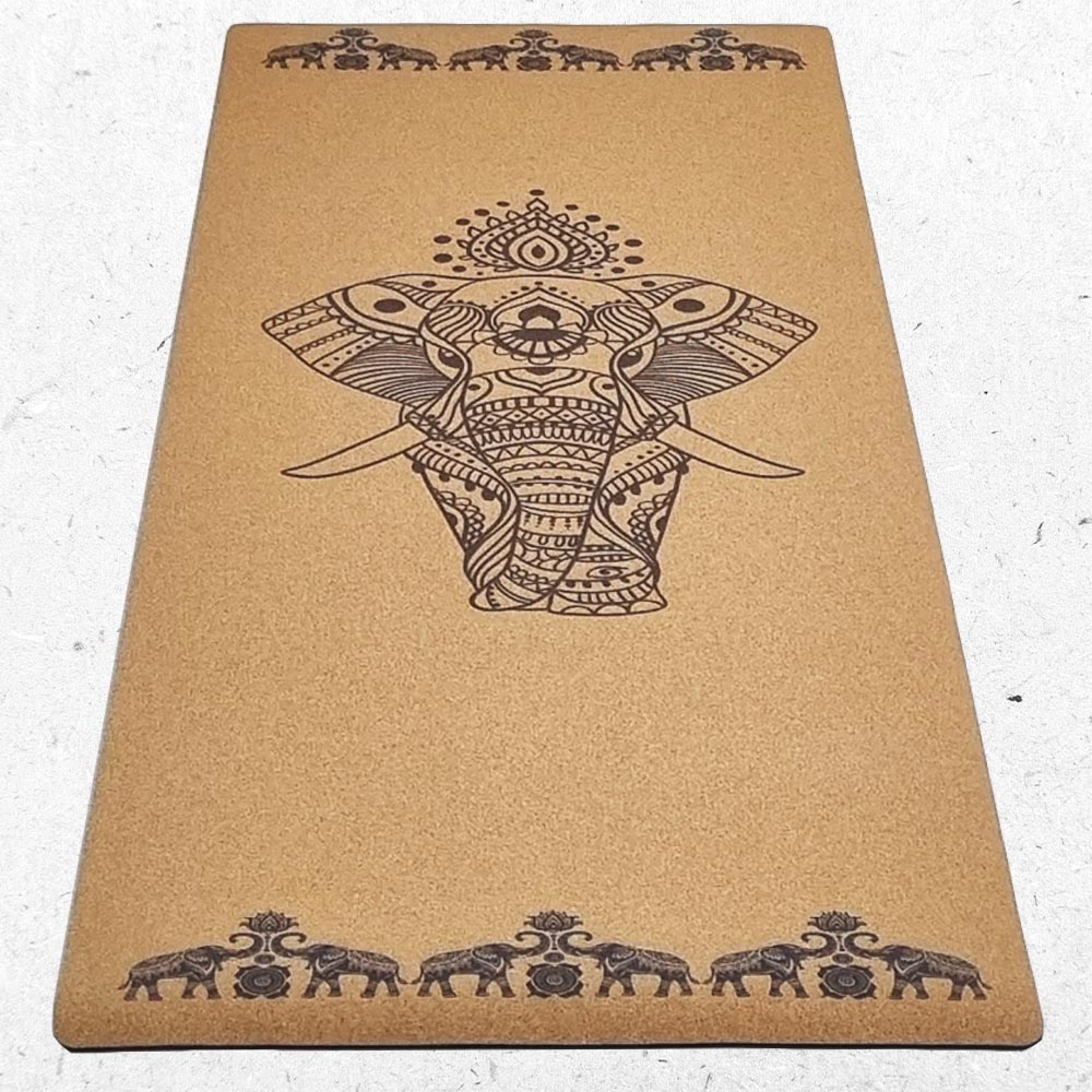 Tapis yoga liège éléphants + sac