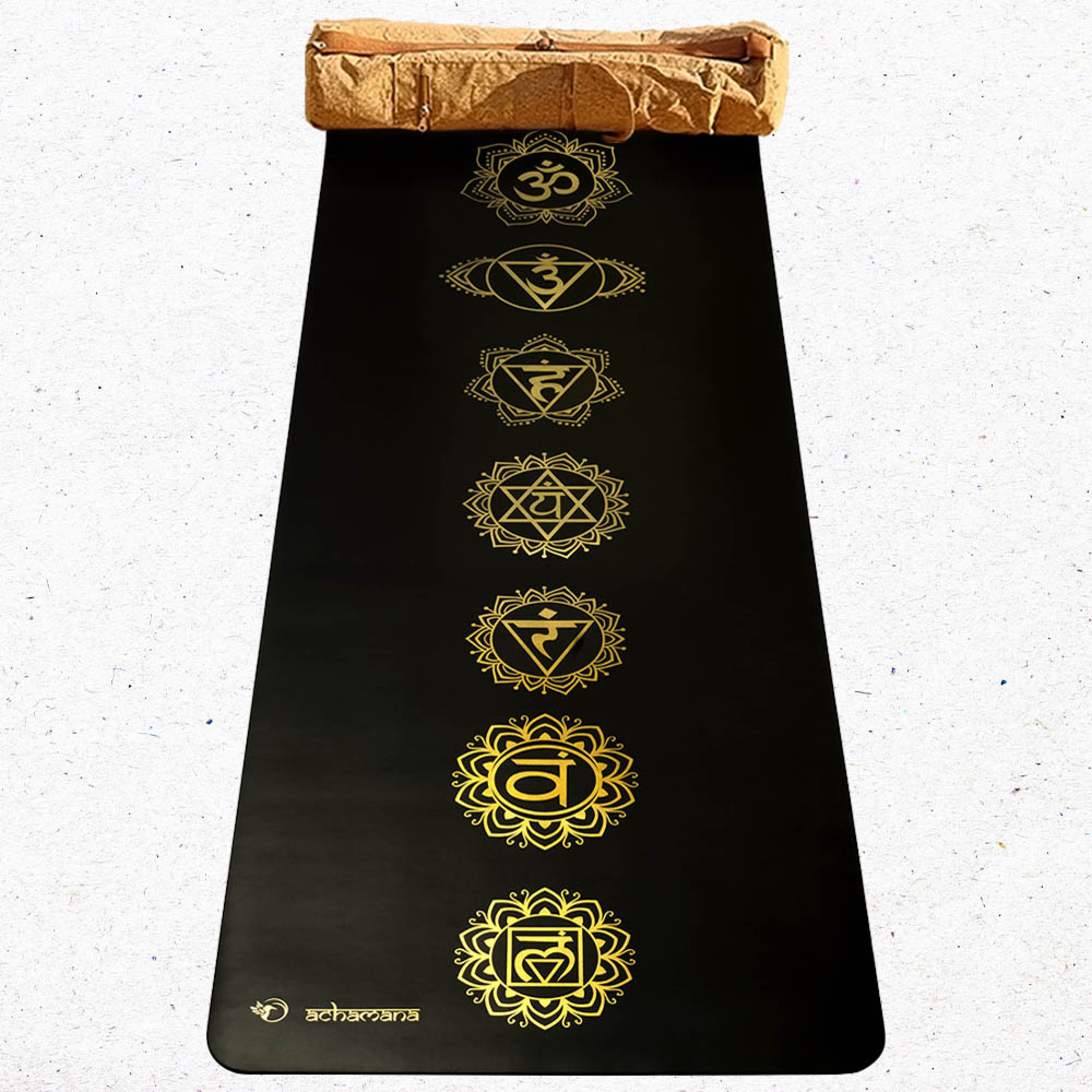 Tapis yoga pro similicuir chakrasOr +Sac