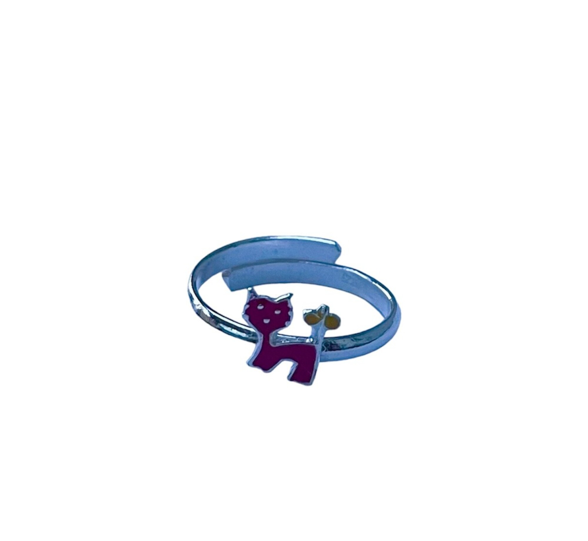 Bague argent et chat rouge