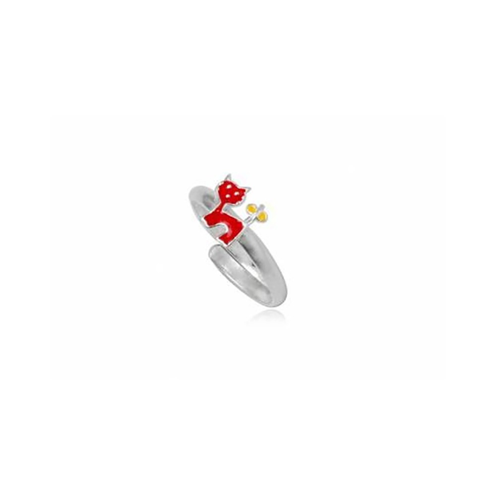 Bague argent et chat rouge