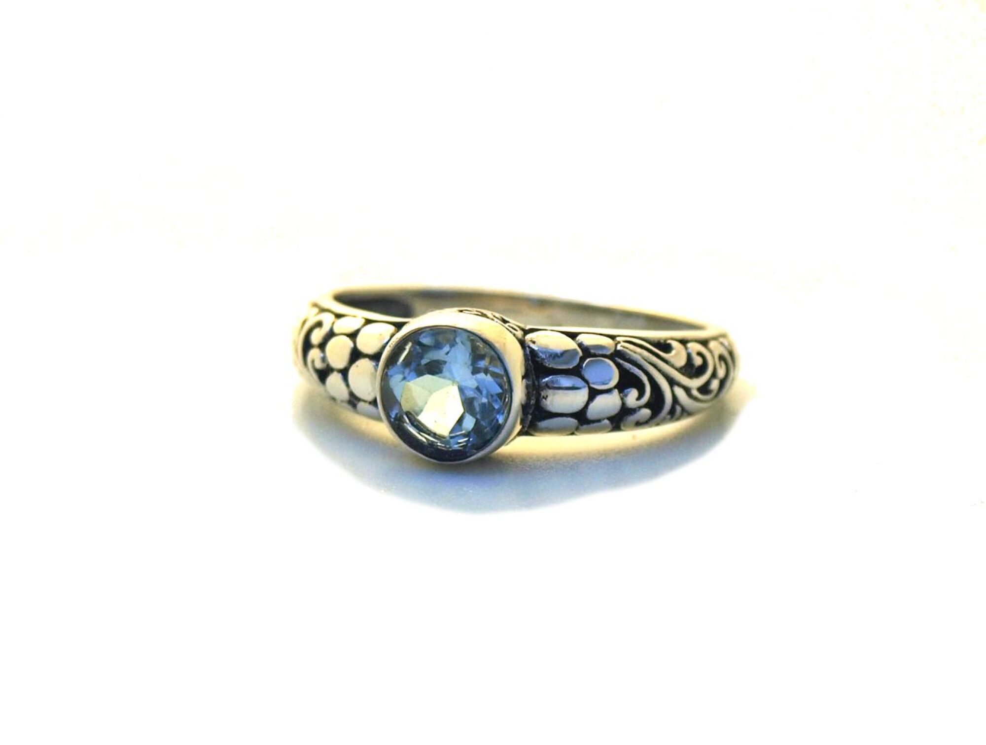 Bague argent et topaze bleue