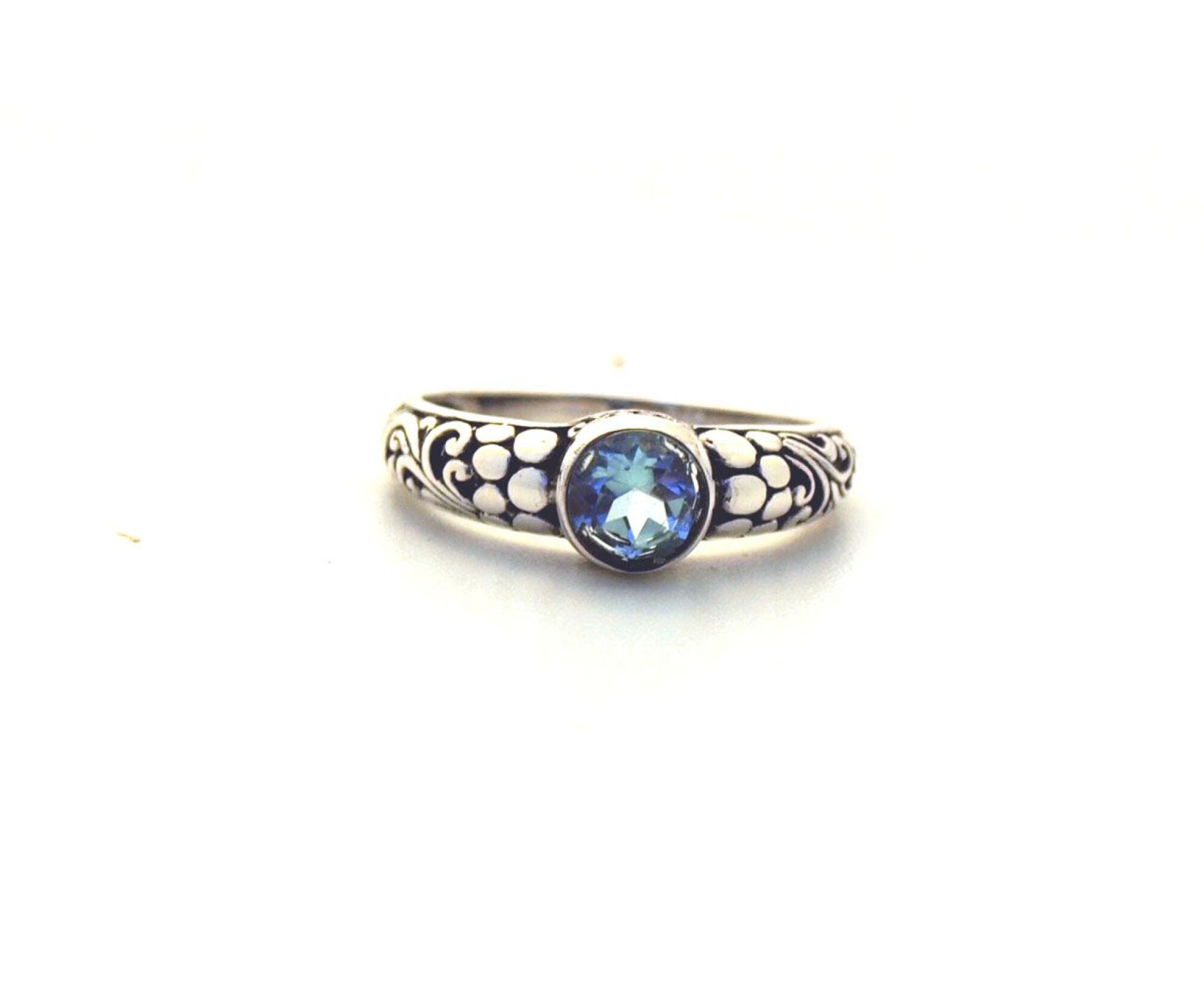 Bague argent et topaze bleue