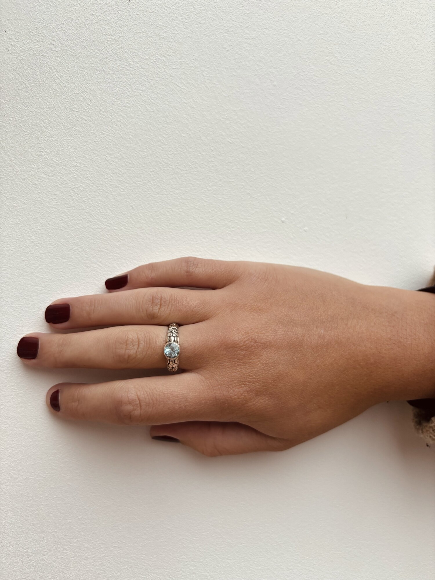 Bague argent et topaze bleue