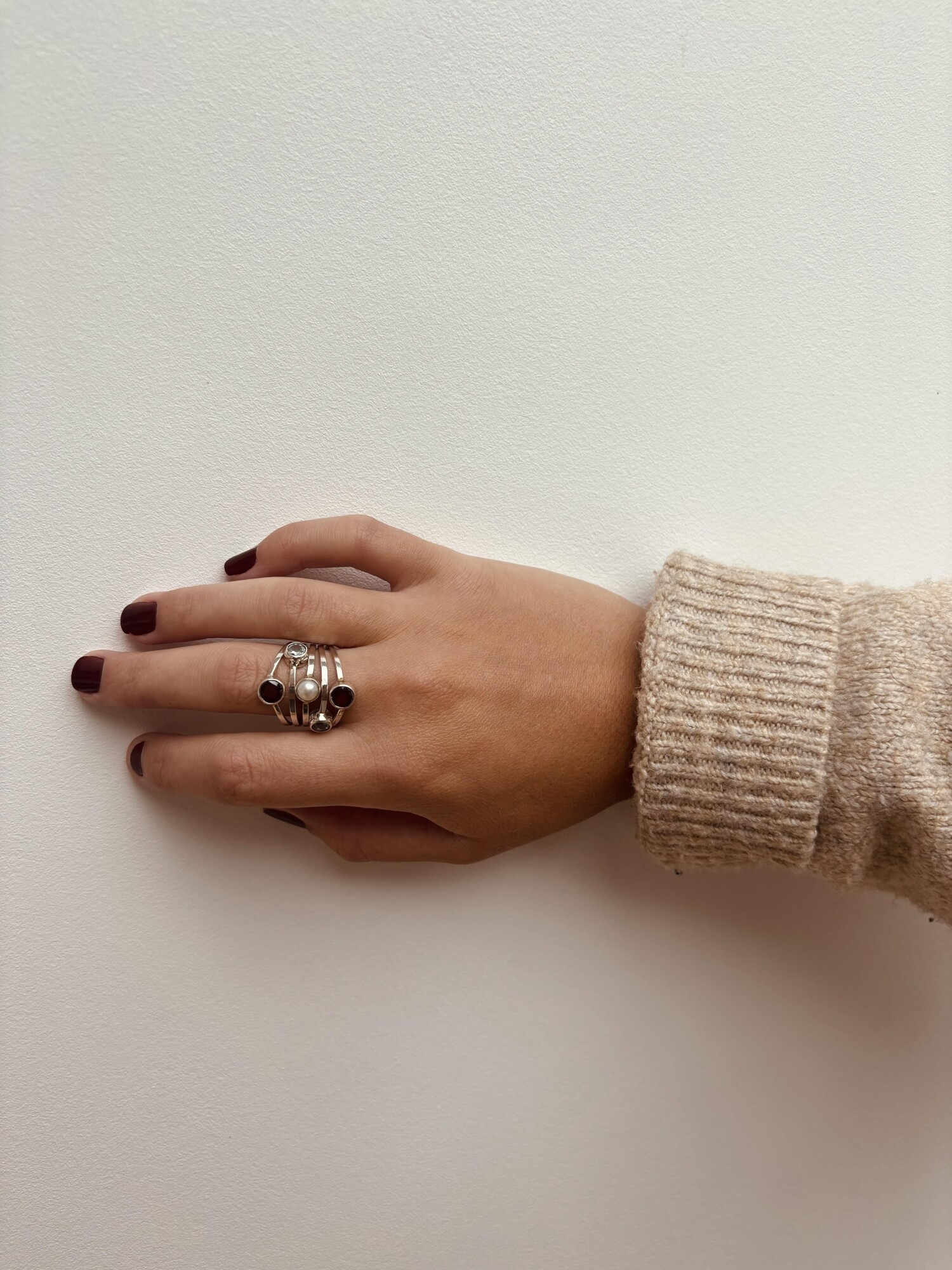Bague argent multi pierres fines