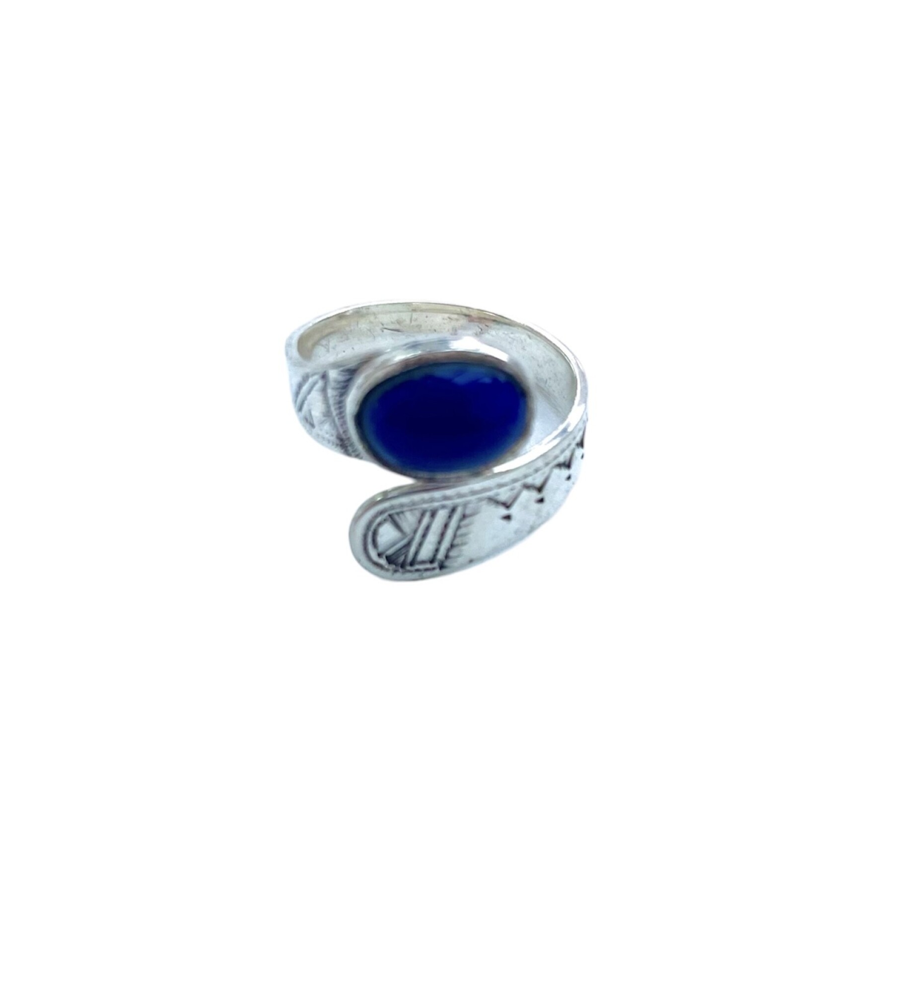 Bague croisée Touareg argent et cornaline bleue