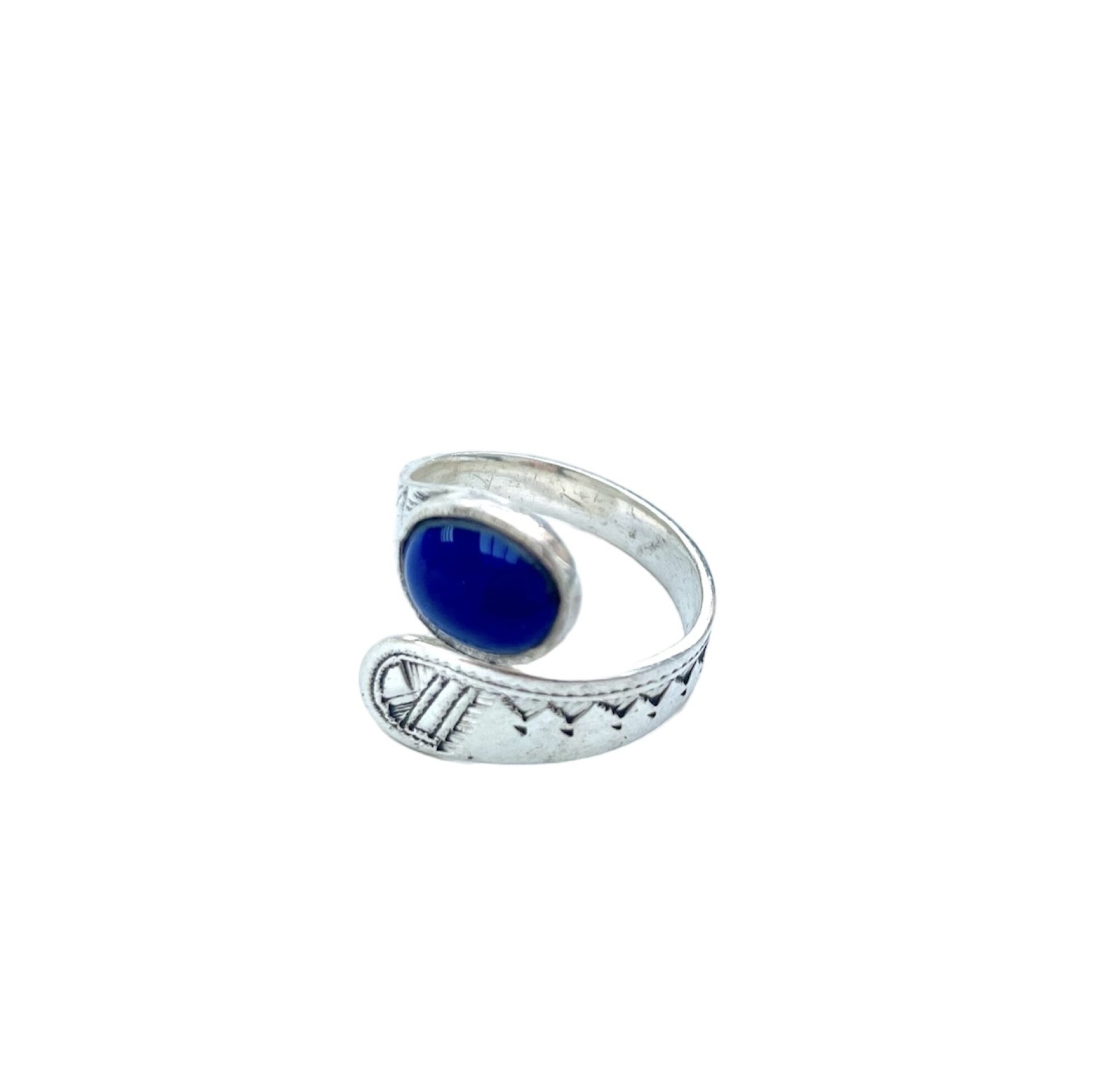 Bague croisée Touareg argent et cornaline bleue