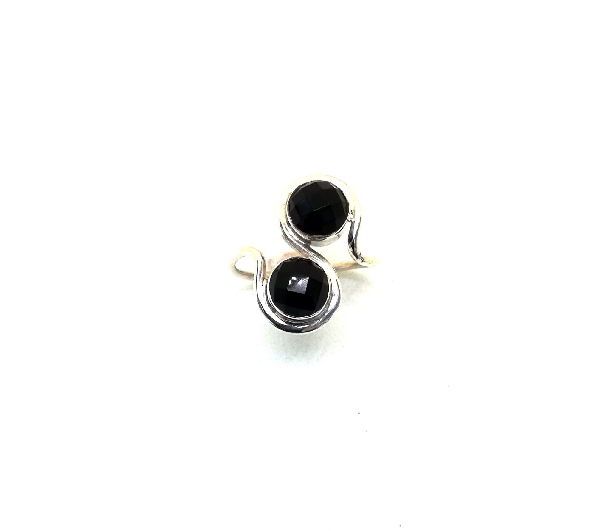 Bague en argent et agate noire