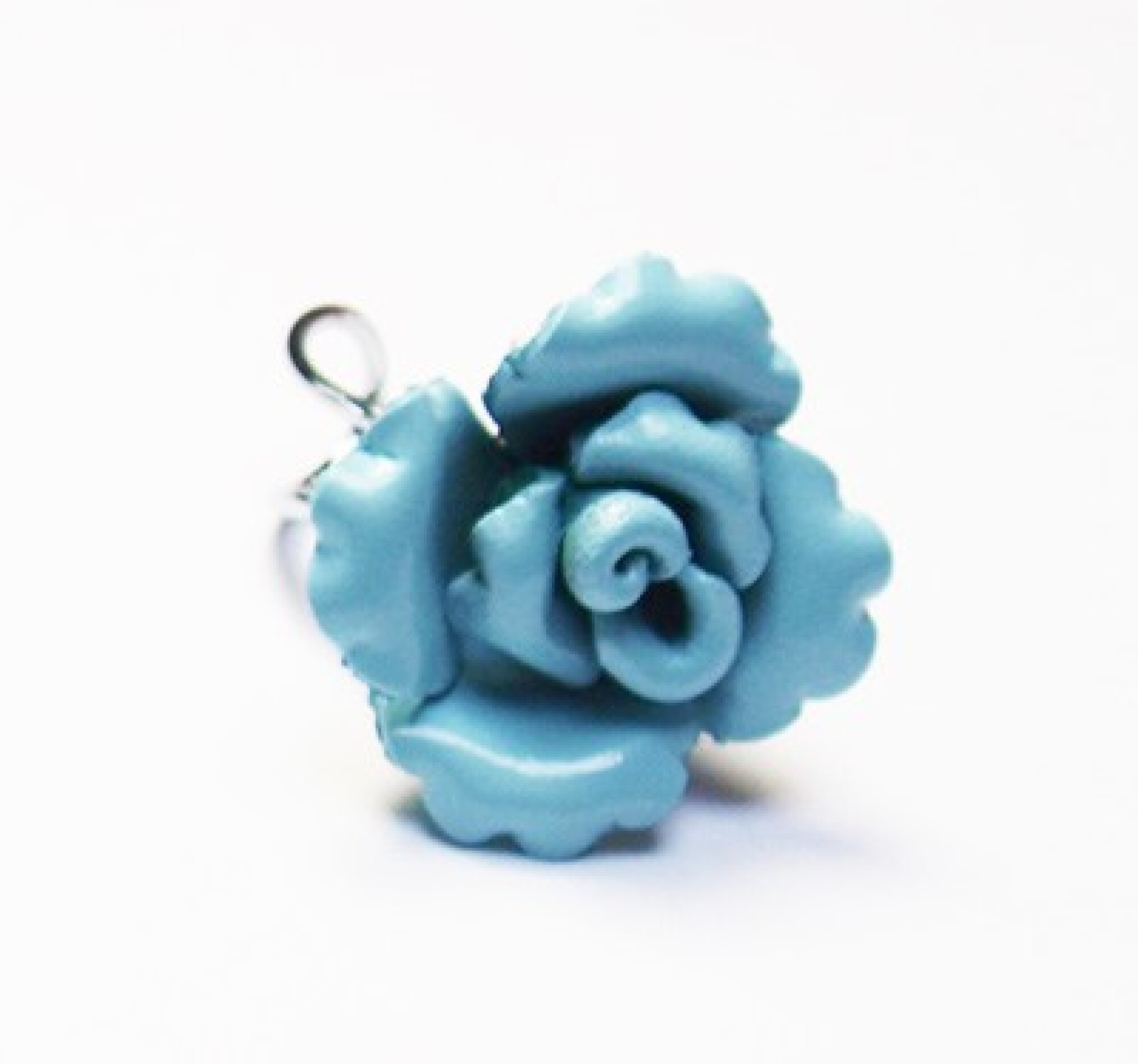 Bague FLEUR CUIR bleu clair