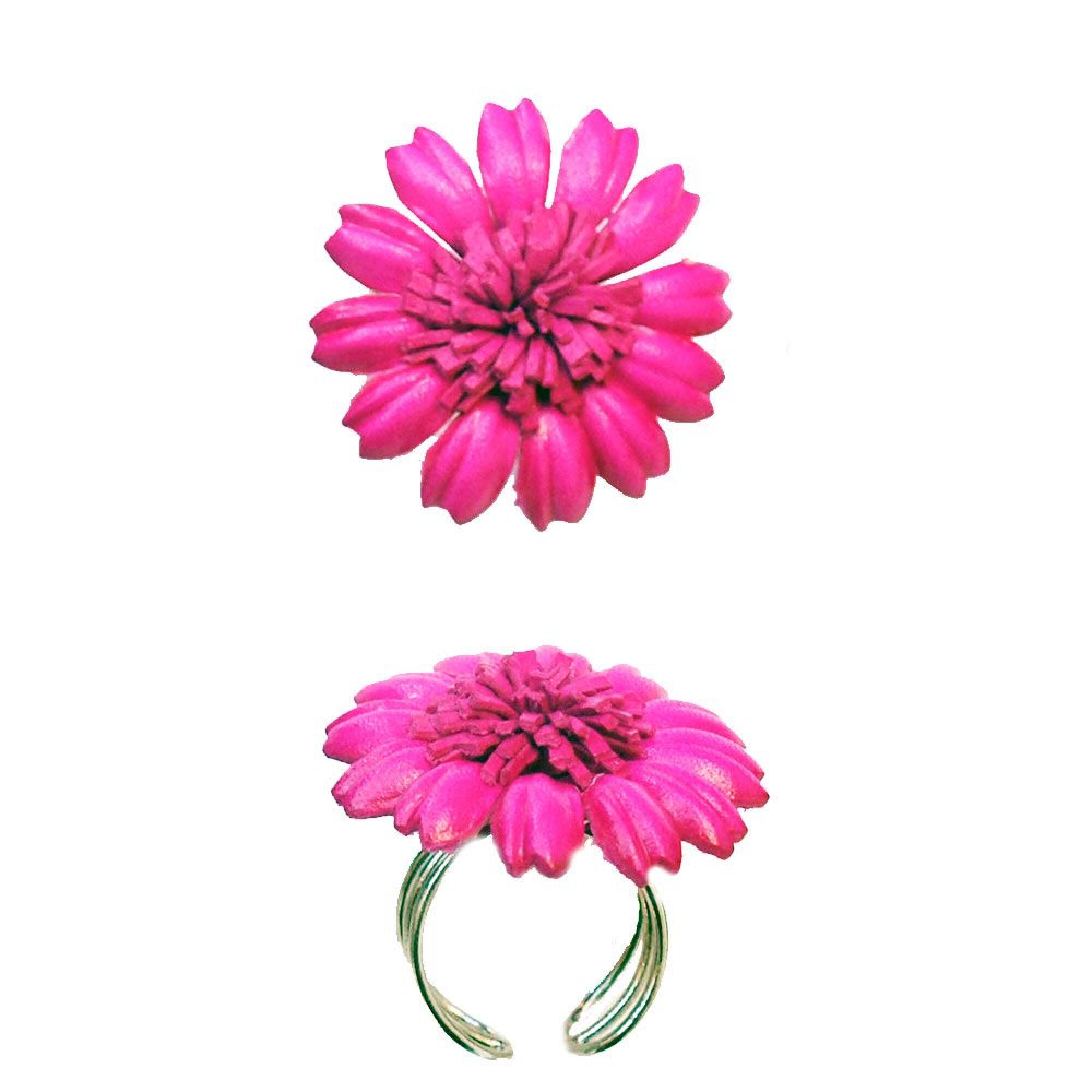 Bague FLEUR CUIR rose