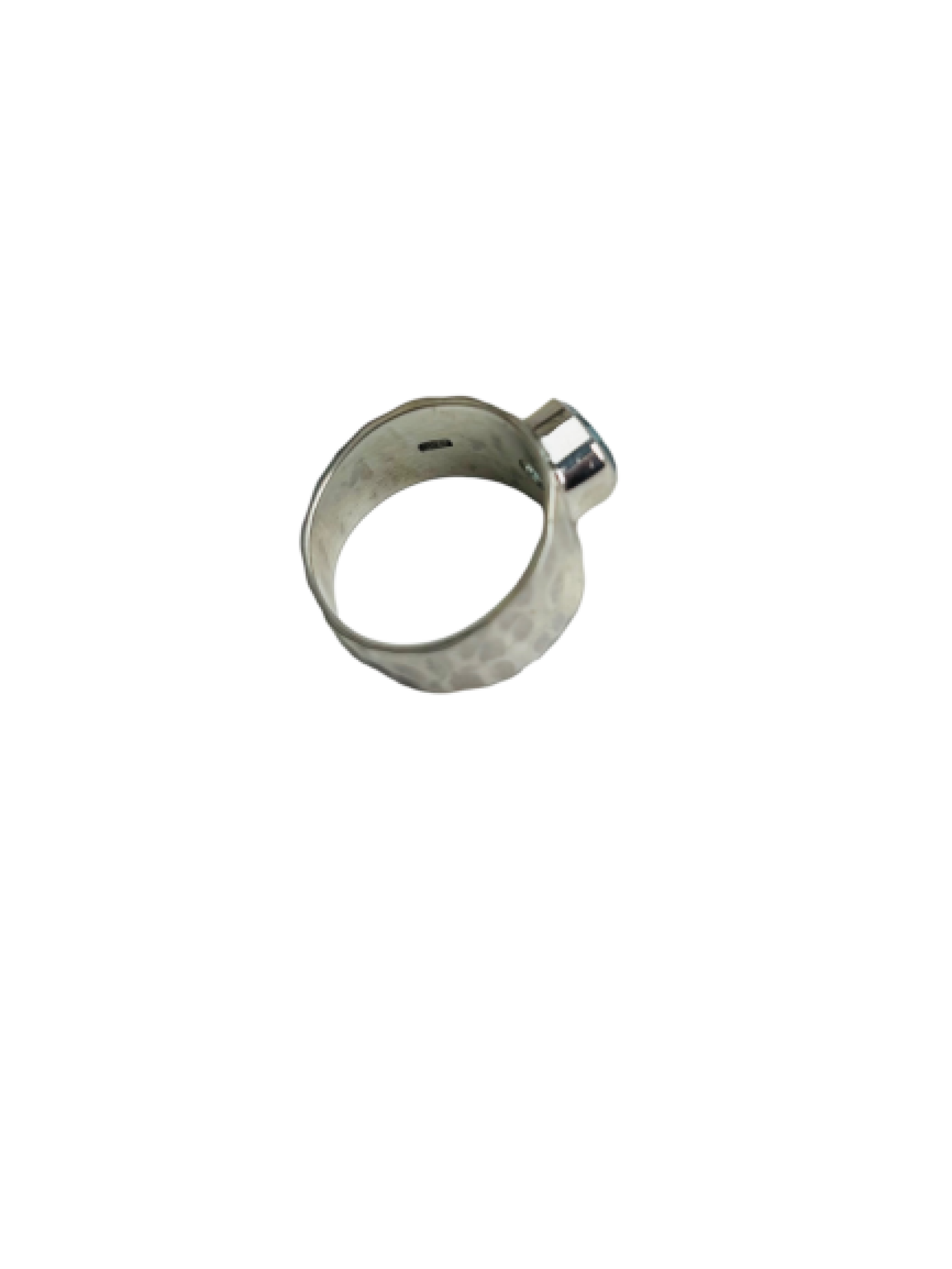 Bague jonc en argent et topaze bleue facettée