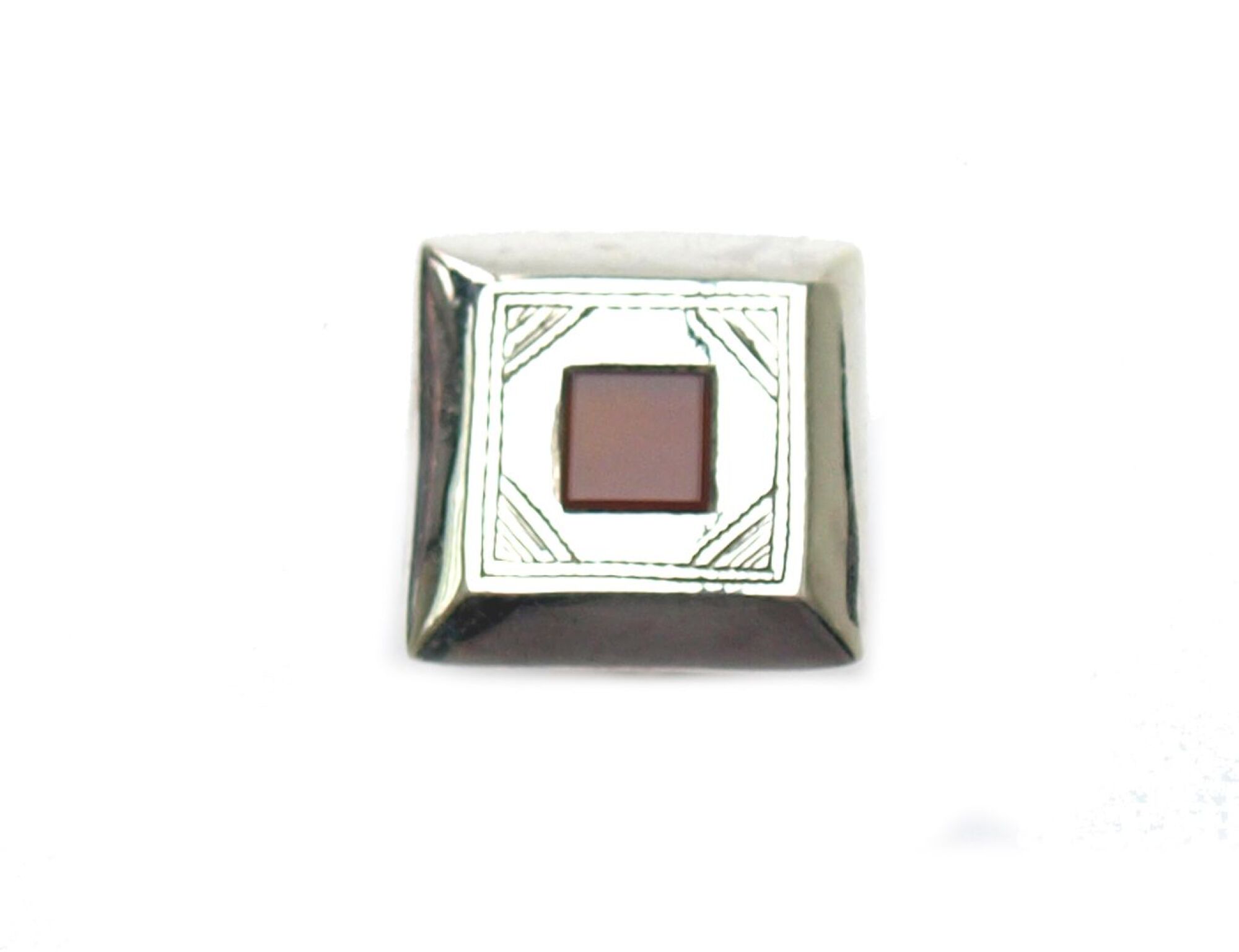 Bijoux Touareg Ethniques Bague argent carrée et agate rouge