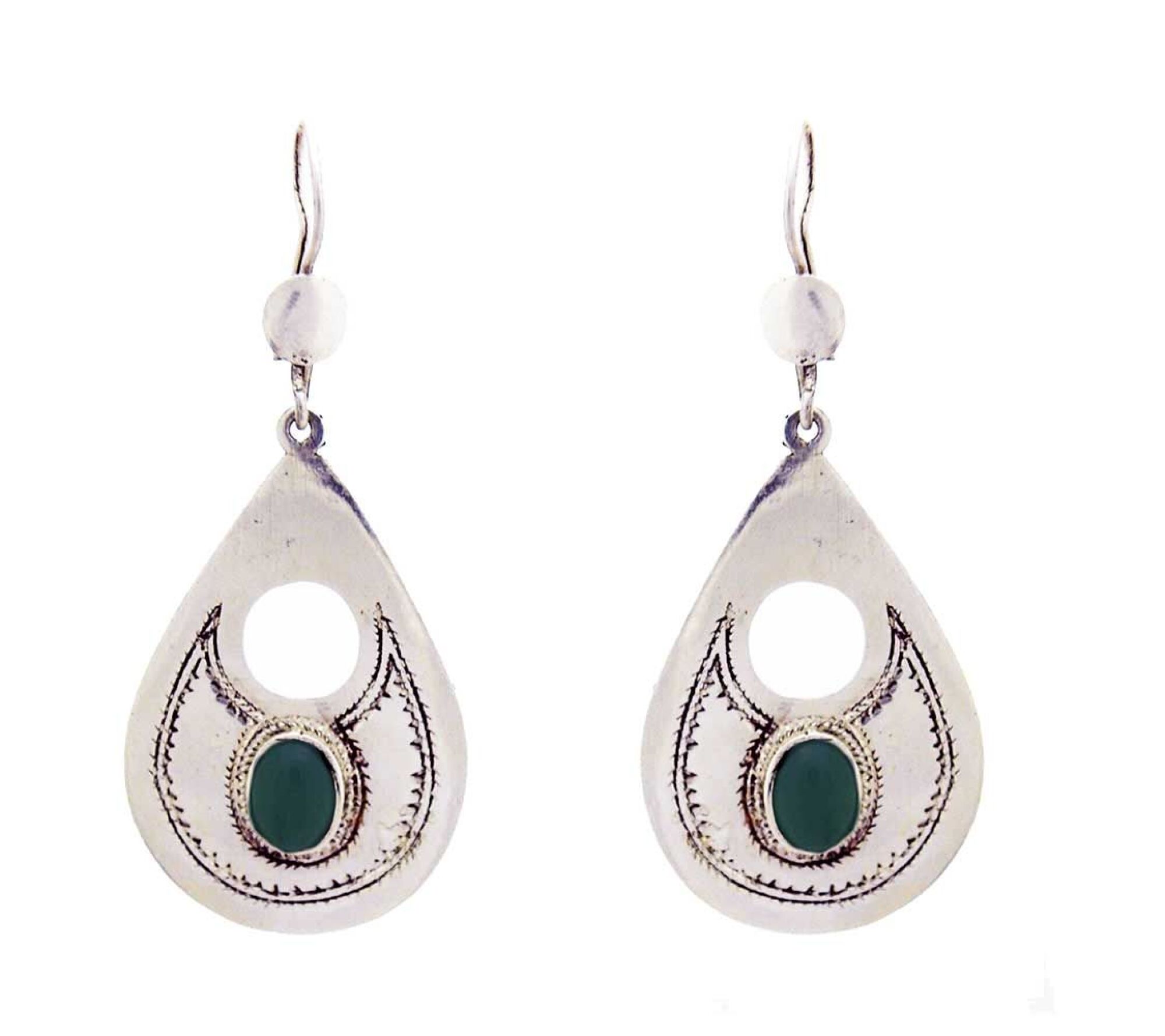 Boucle d'oreille touareg perle verte