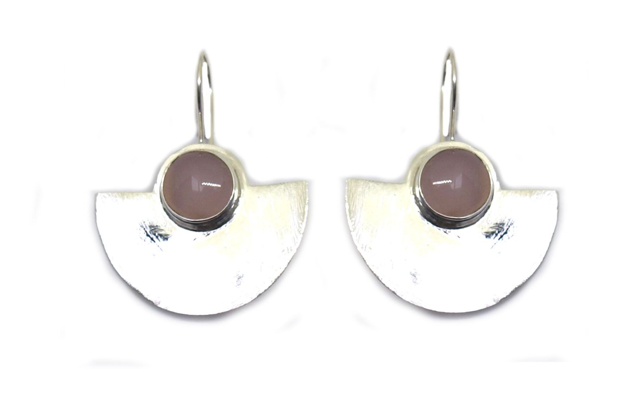 Boucles d'oreille argent brossé & quartz