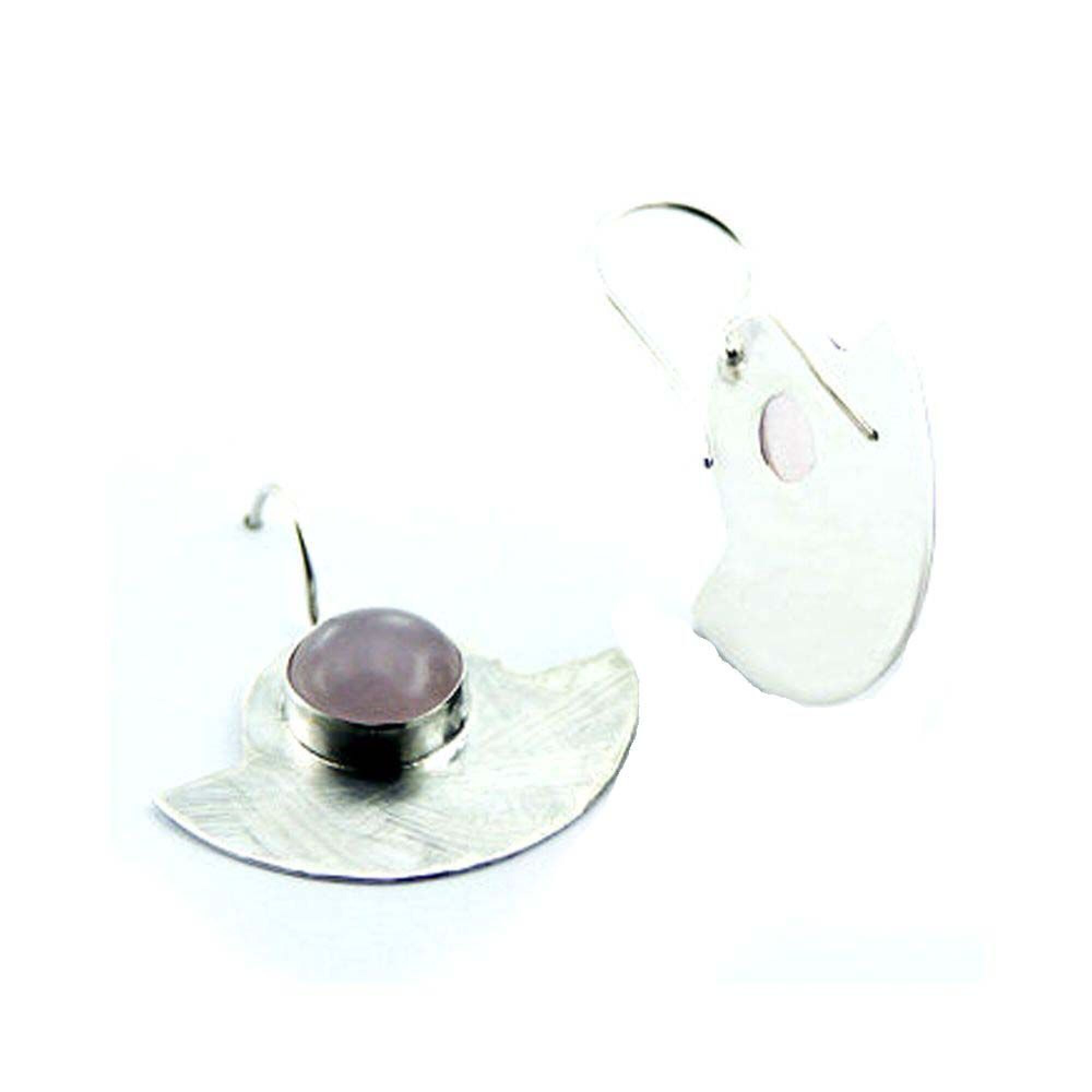 Boucles d'oreille argent brossé & quartz