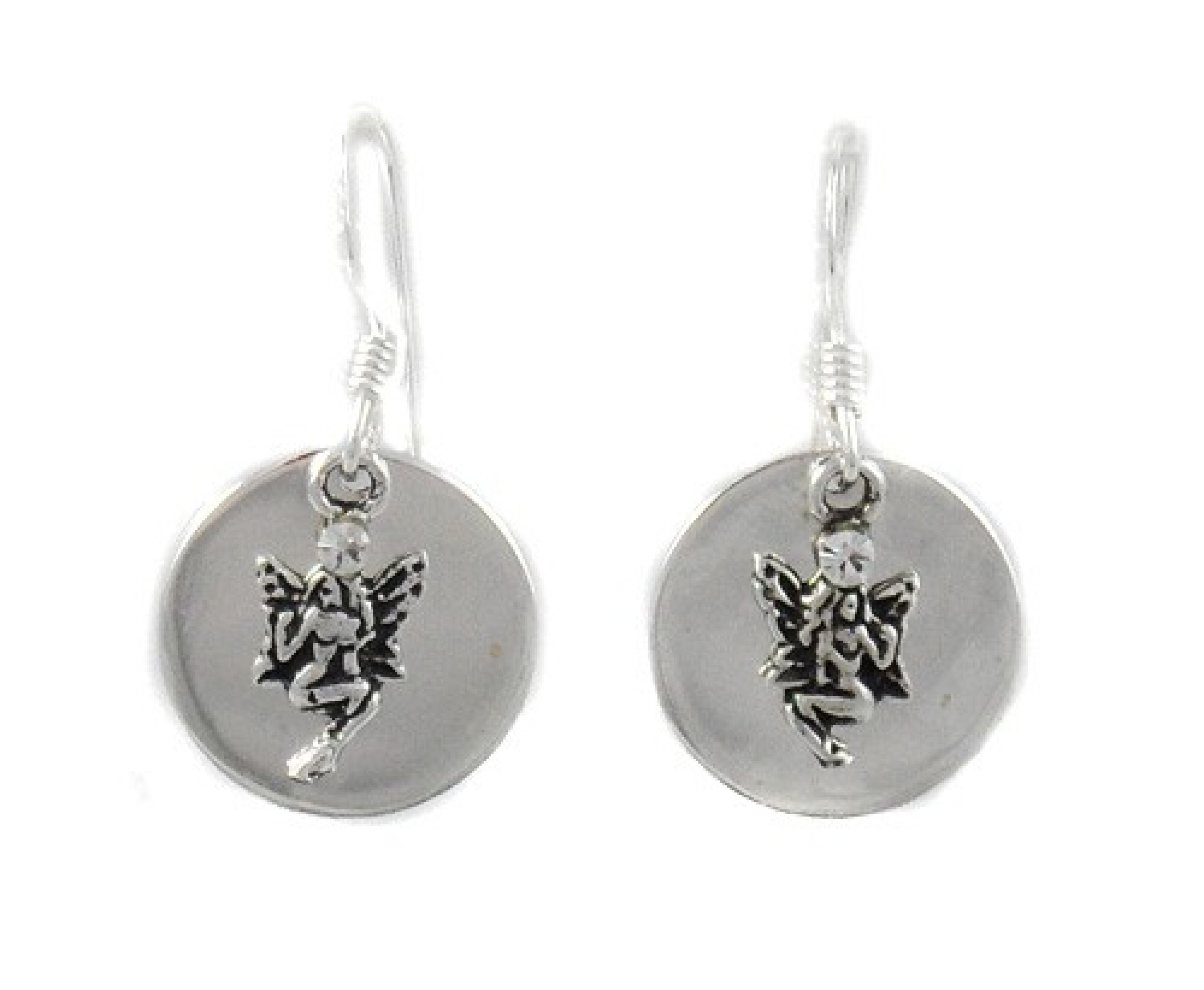 Boucles d'oreilles en argent, cercles et fées