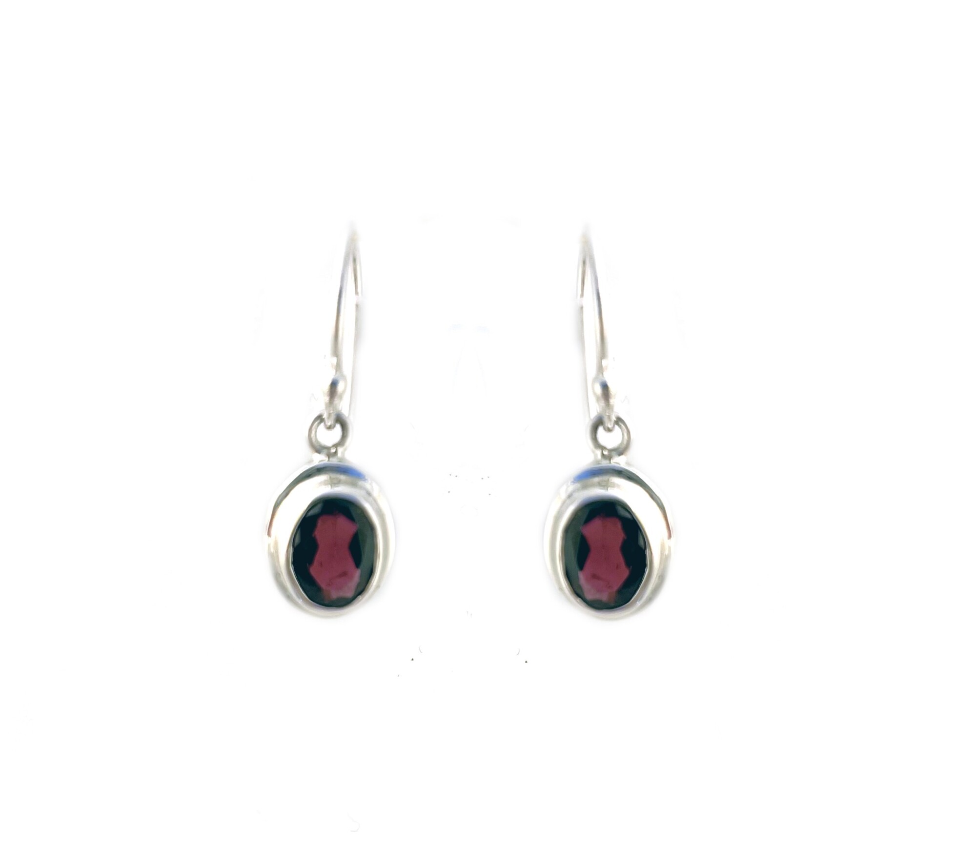 Boucles oreilles argent et grenat