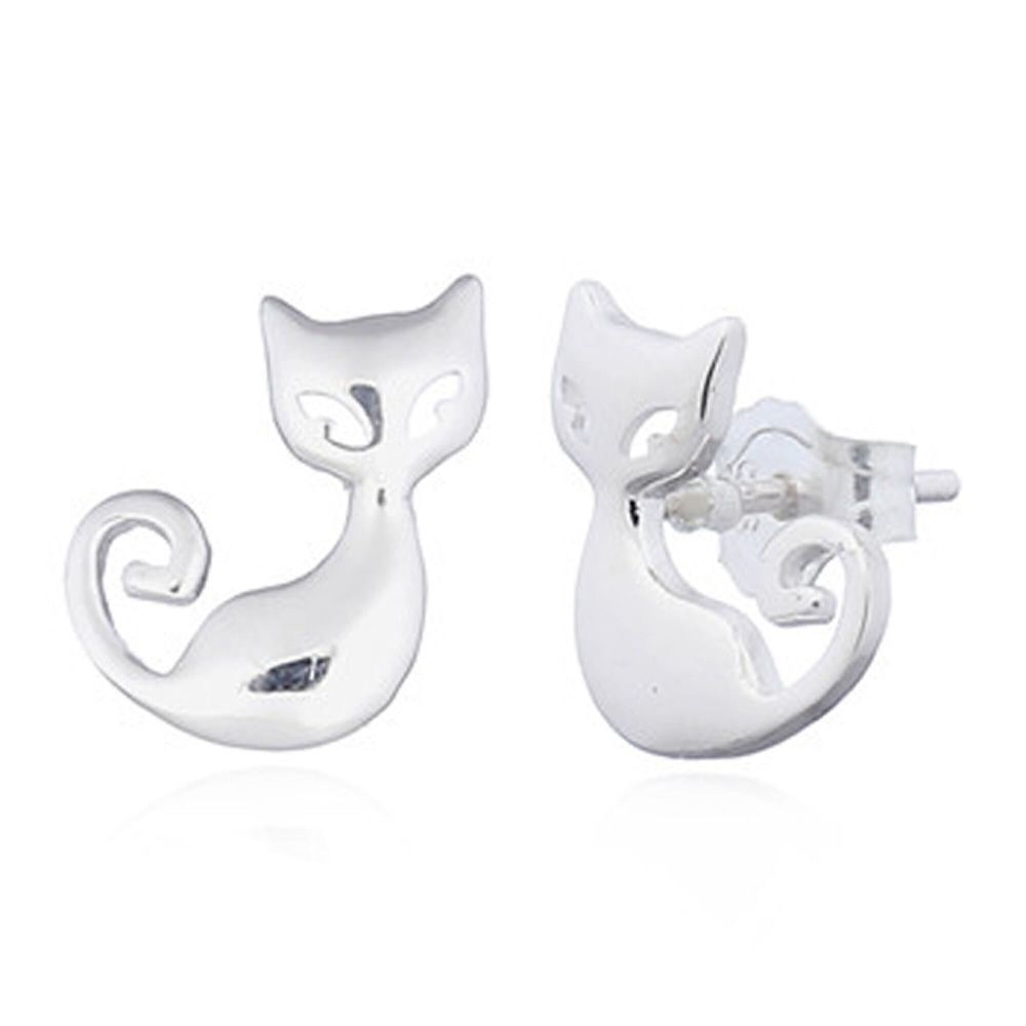 Puces en argent forme chat