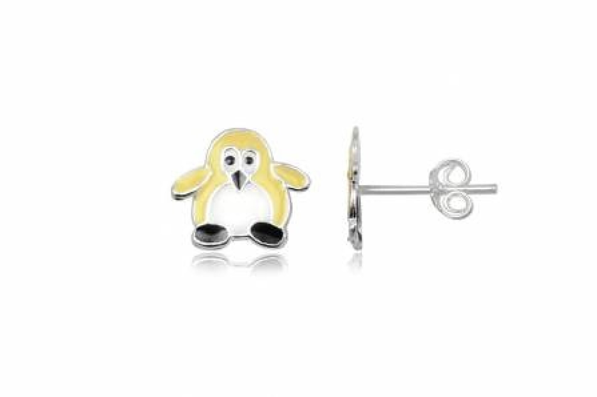 Puces pingouin en argen et email