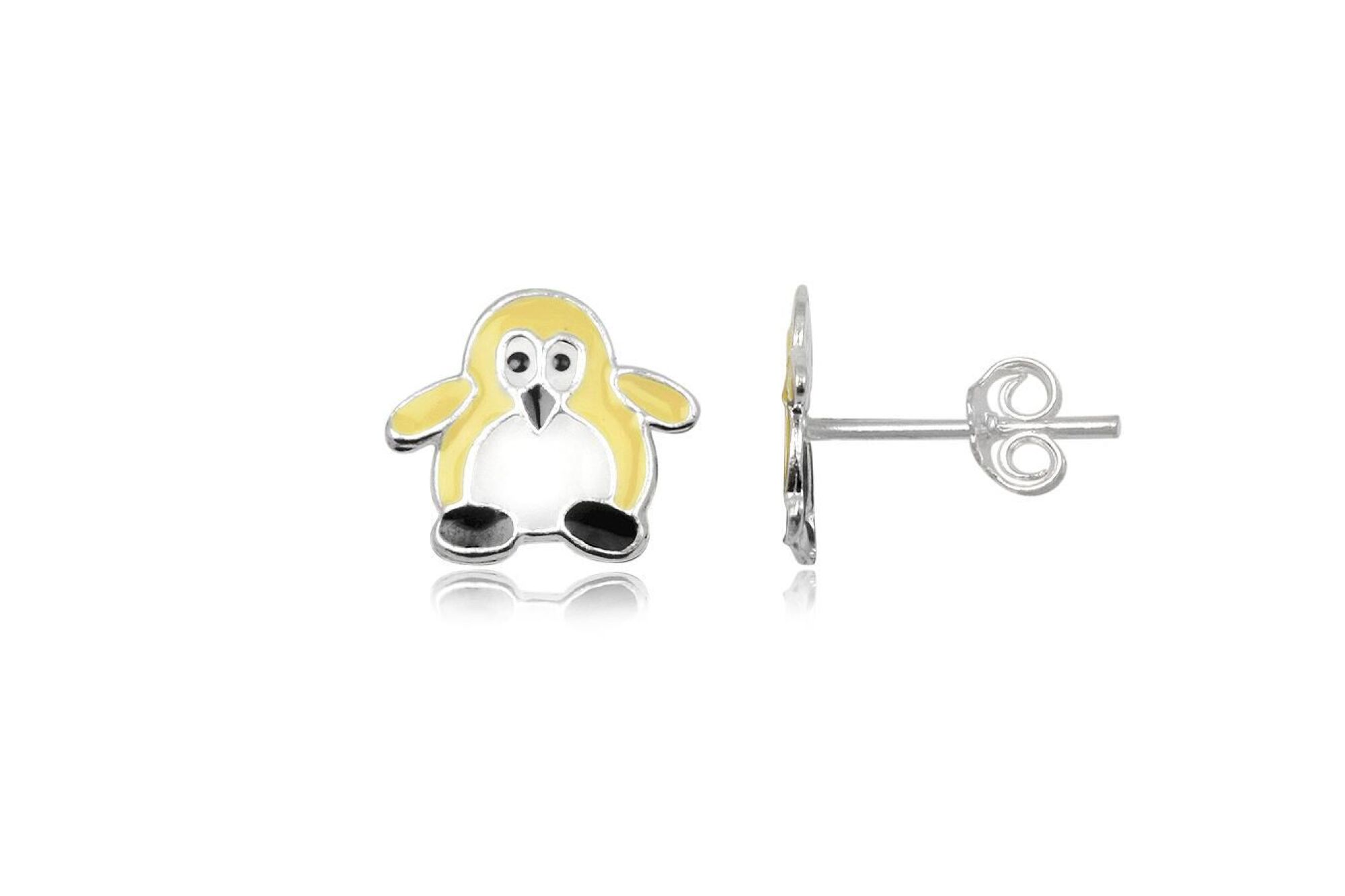Puces pingouin en argen et email
