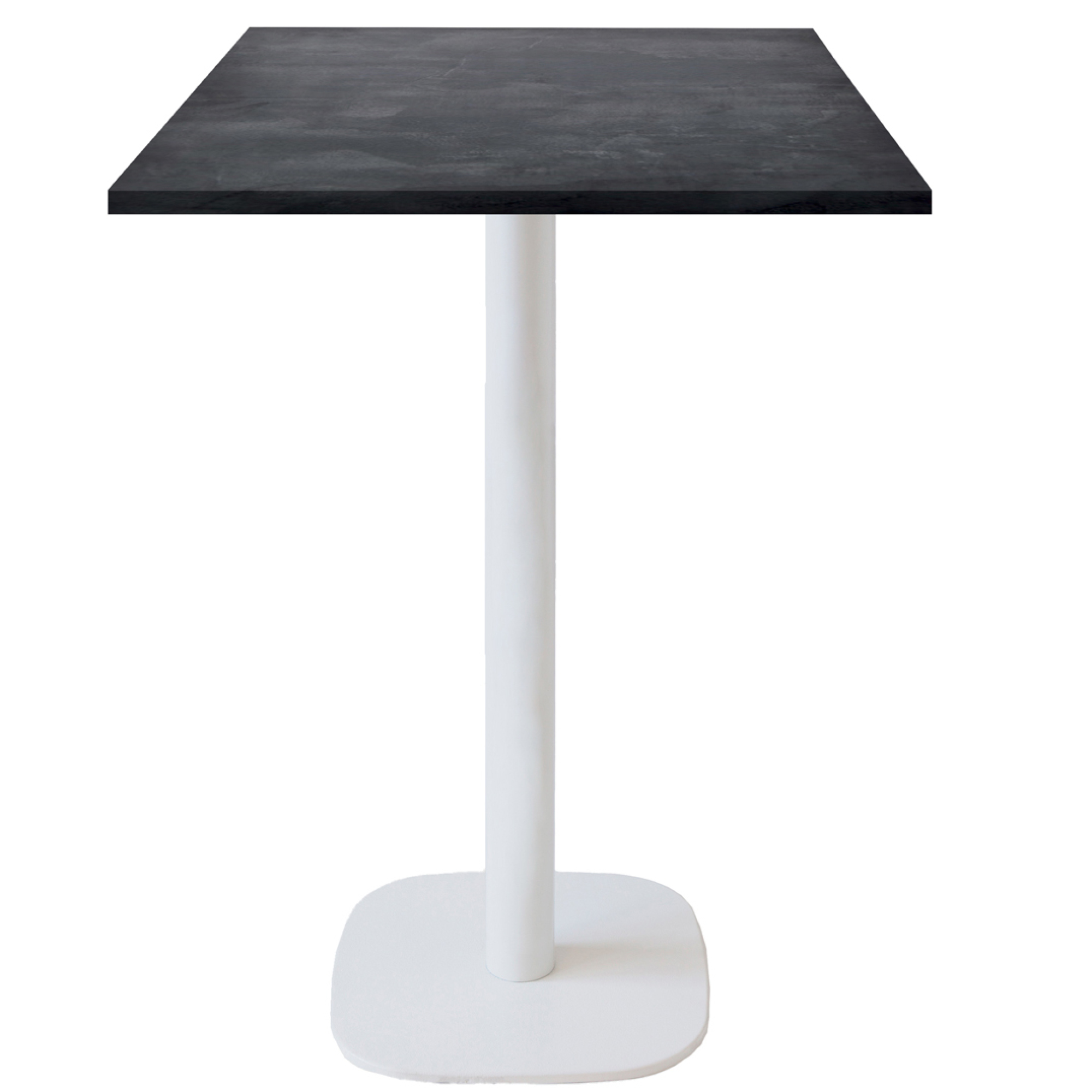 Mange-debout 60x60cm - modèle Round pied blanc ardoise métallisée