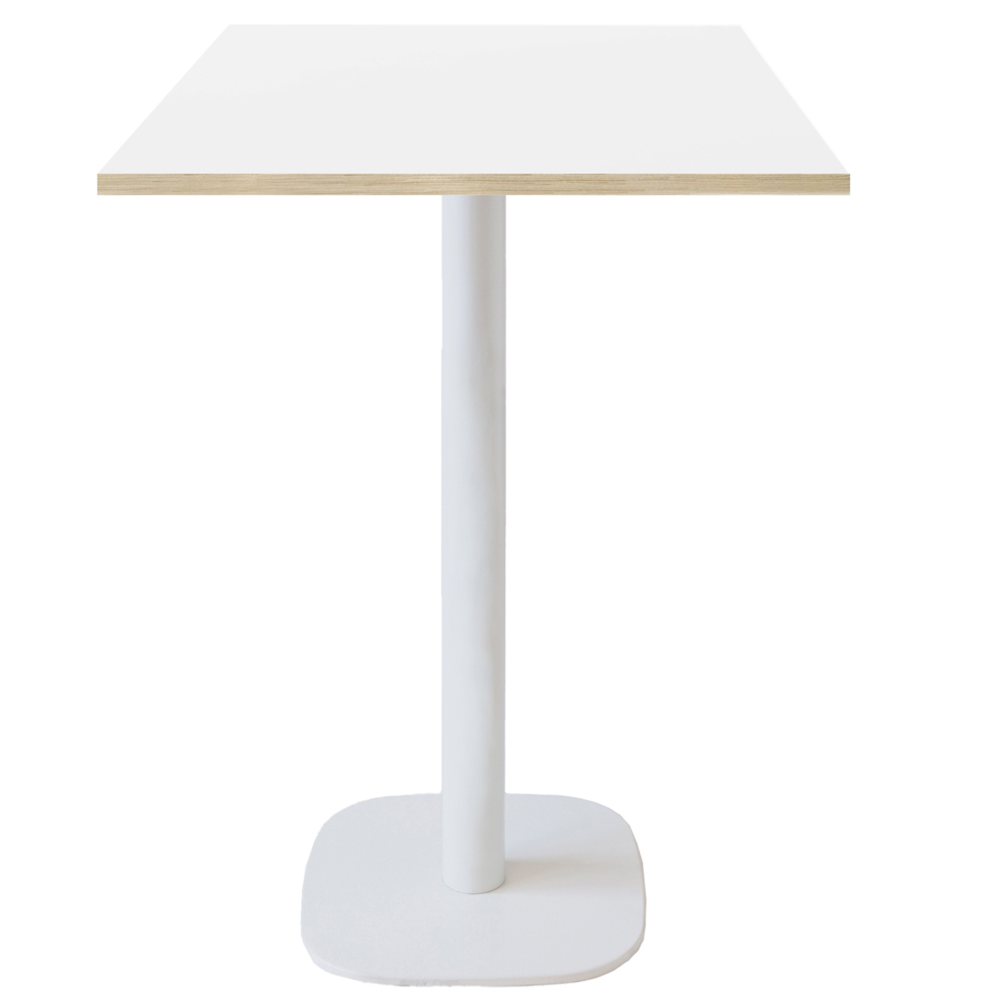 Mange-debout 60x60cm - modèle Round pied blanc blanc chants bois
