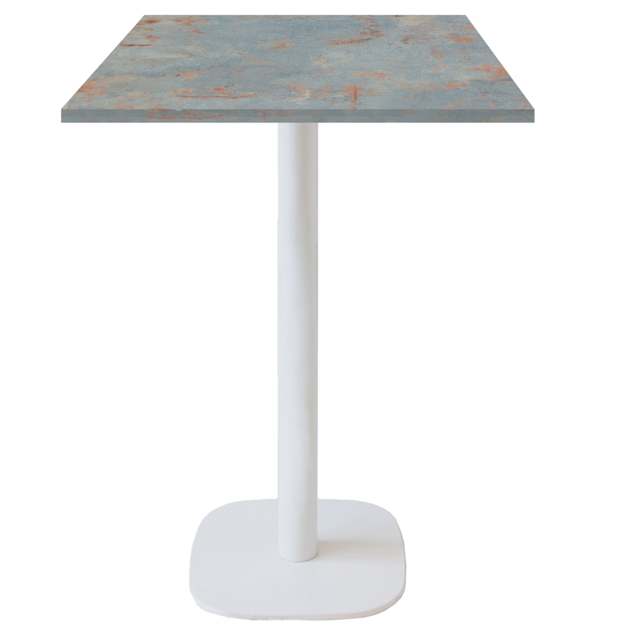 Mange-debout 60x60cm - modèle Round pied blanc gris rouille