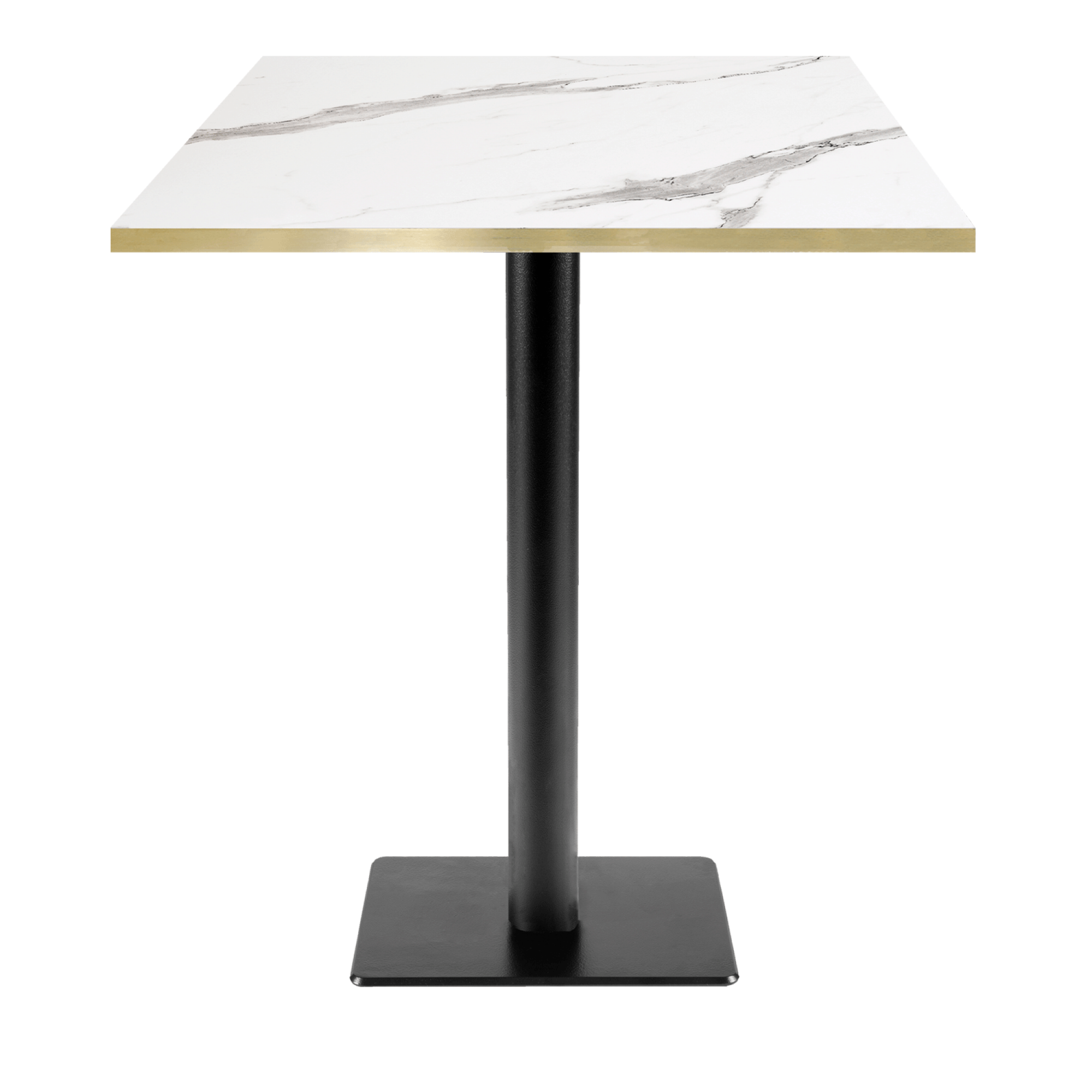 Mange-debout 70x70cm - modèle MilanT marbre blanc chants laiton