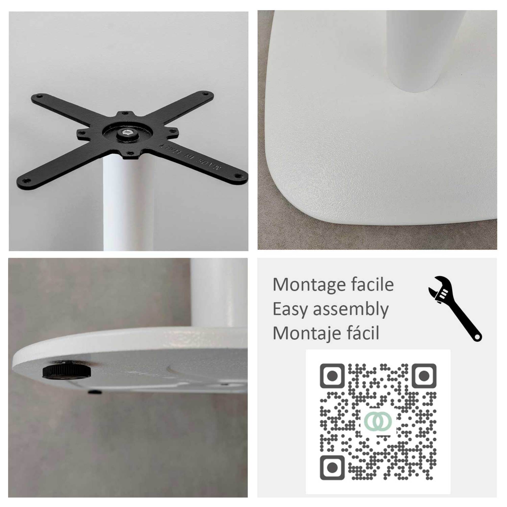 Piétement pour table rectangulaire, modèle Round blanc