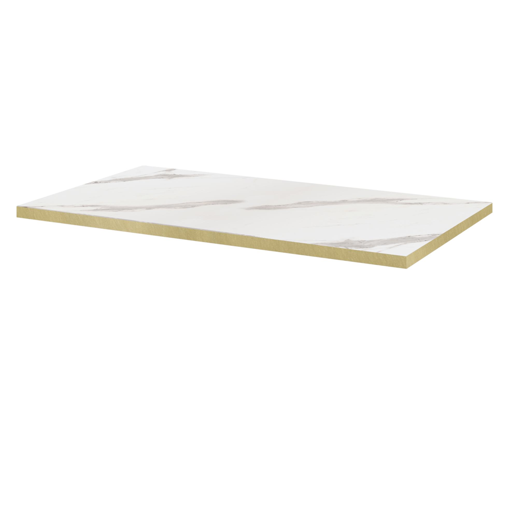 Plateau 160x80 decor marbre blanc chants laiton