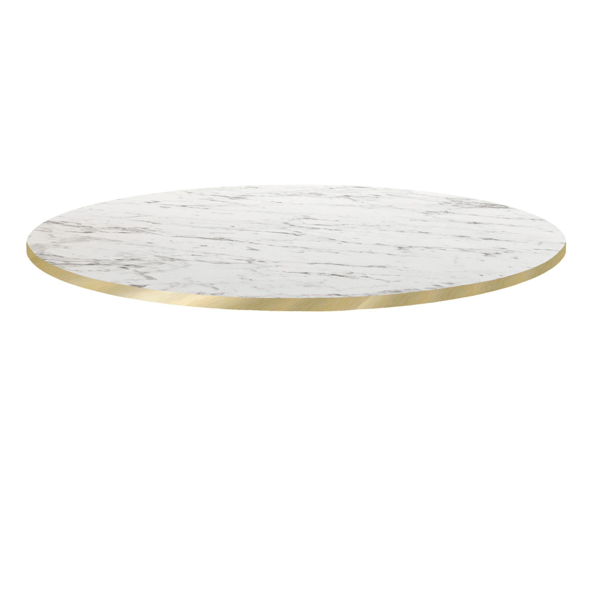 Plateau Ø120 decor marbre calacata chants laiton