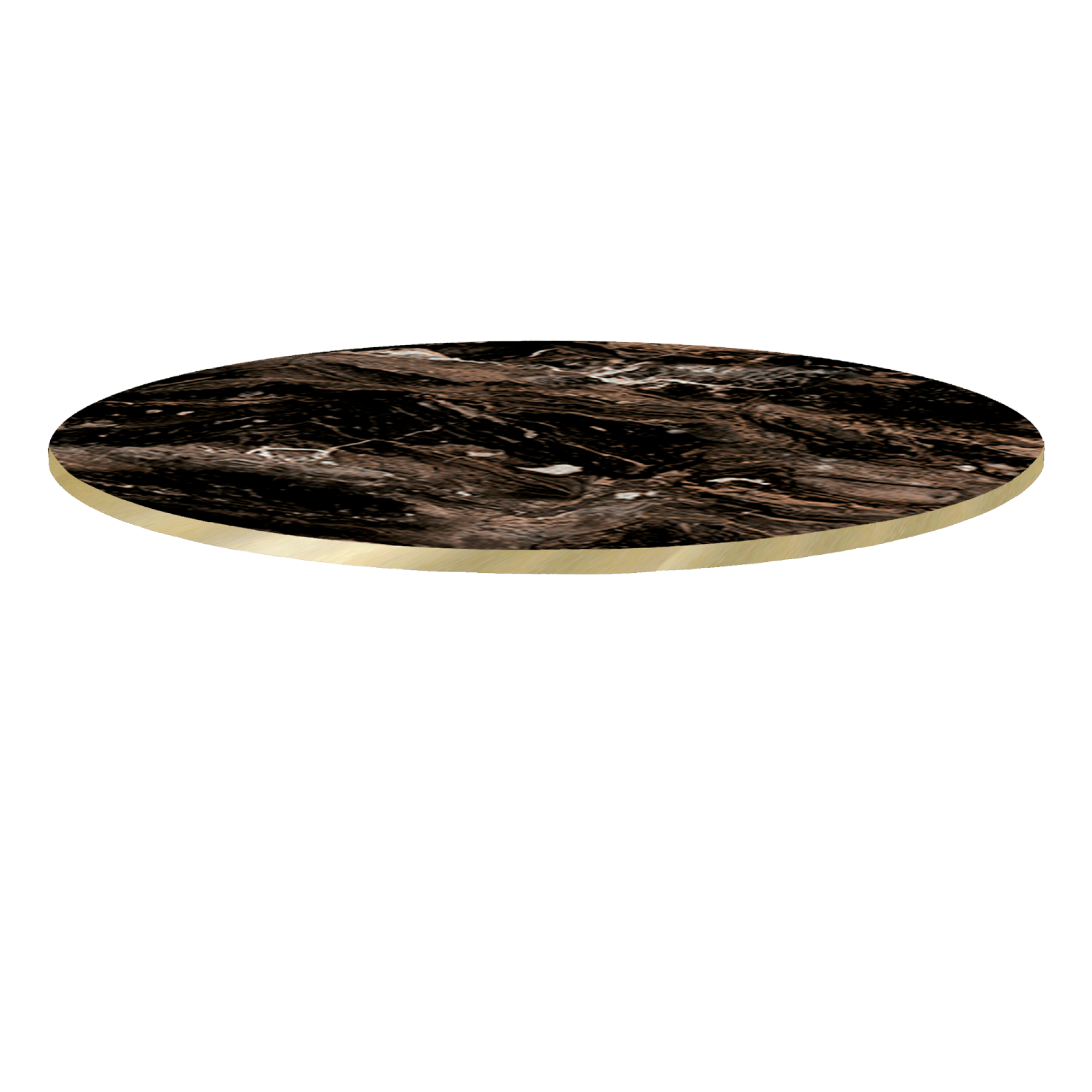 Plateau Ø120 decor marbre capuccino chants laiton