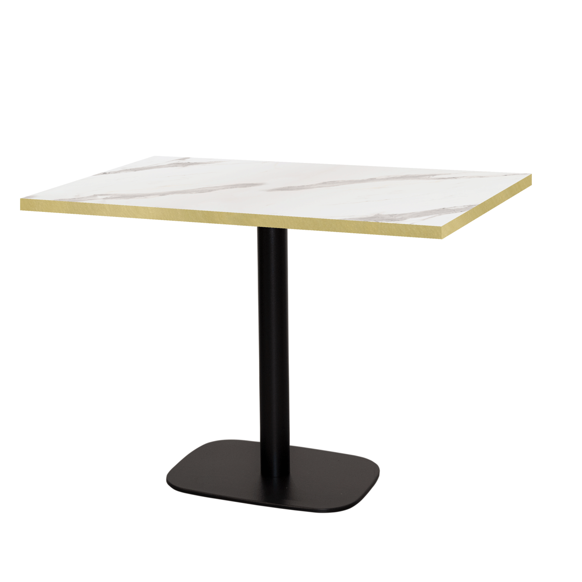 Table 120x70cm - modèle Round marbre blanc chants laiton
